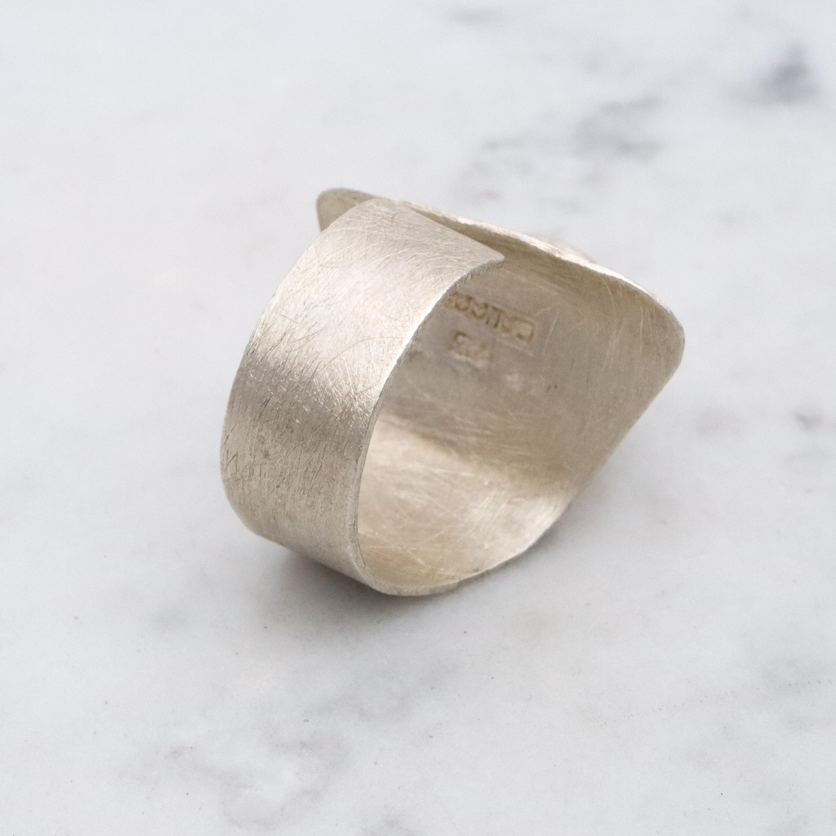 Retro Balaam mabe pearl brushed finish sterling wrap ring, size 7