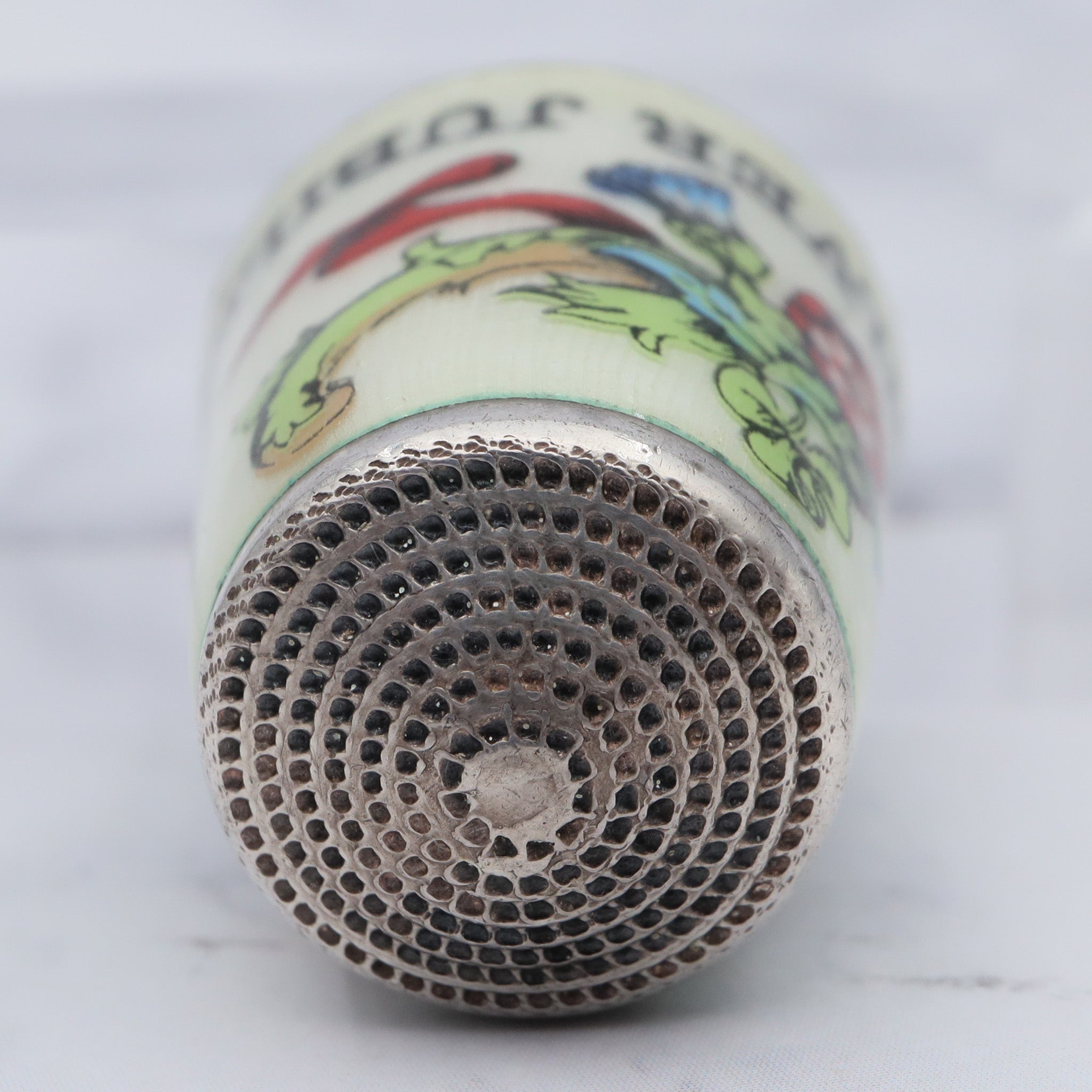 Vintage 1977 silver jubilee sterling & enamel English commemorative thimble