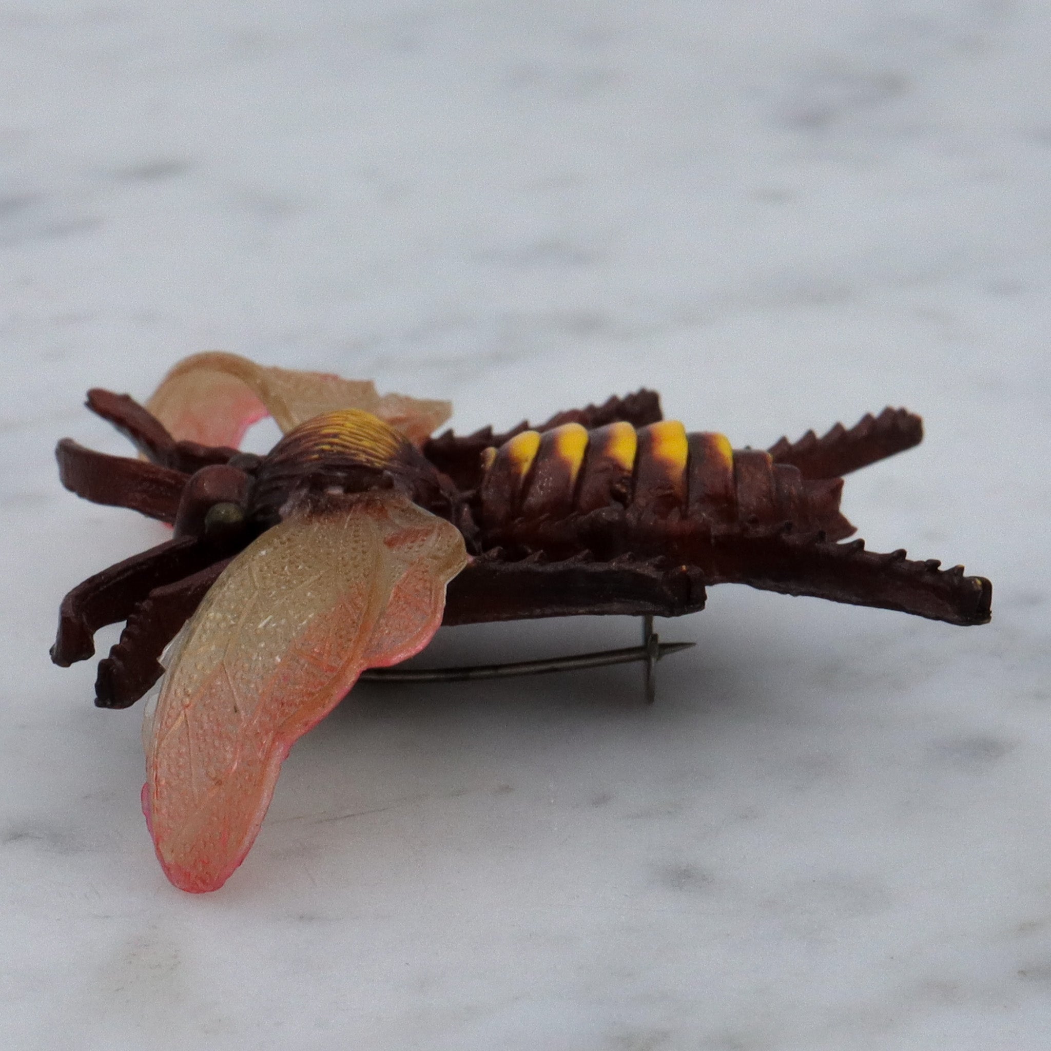 Vintage Mid Century celluloid bee bug brooch