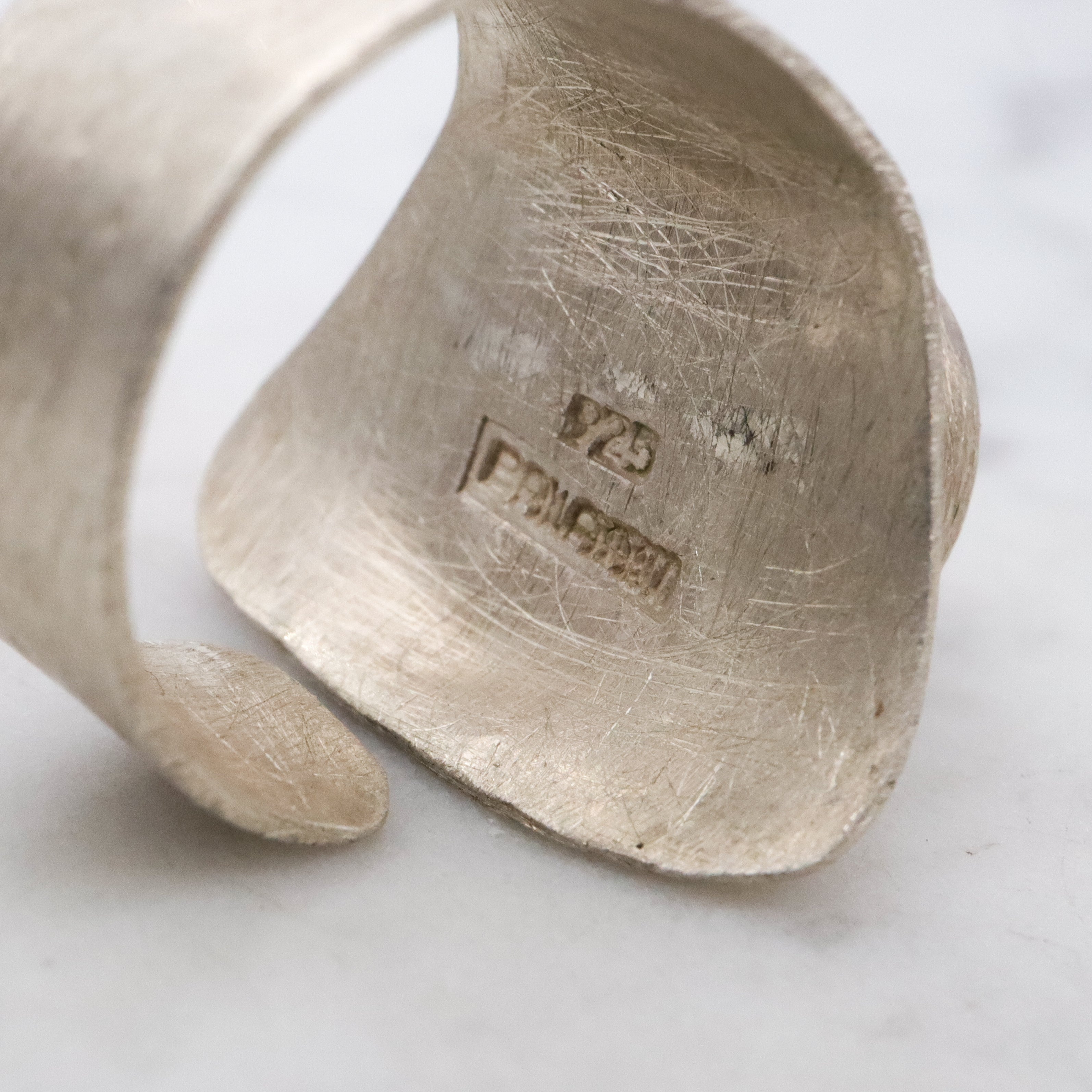 Retro Balaam mabe pearl brushed finish sterling wrap ring, size 7