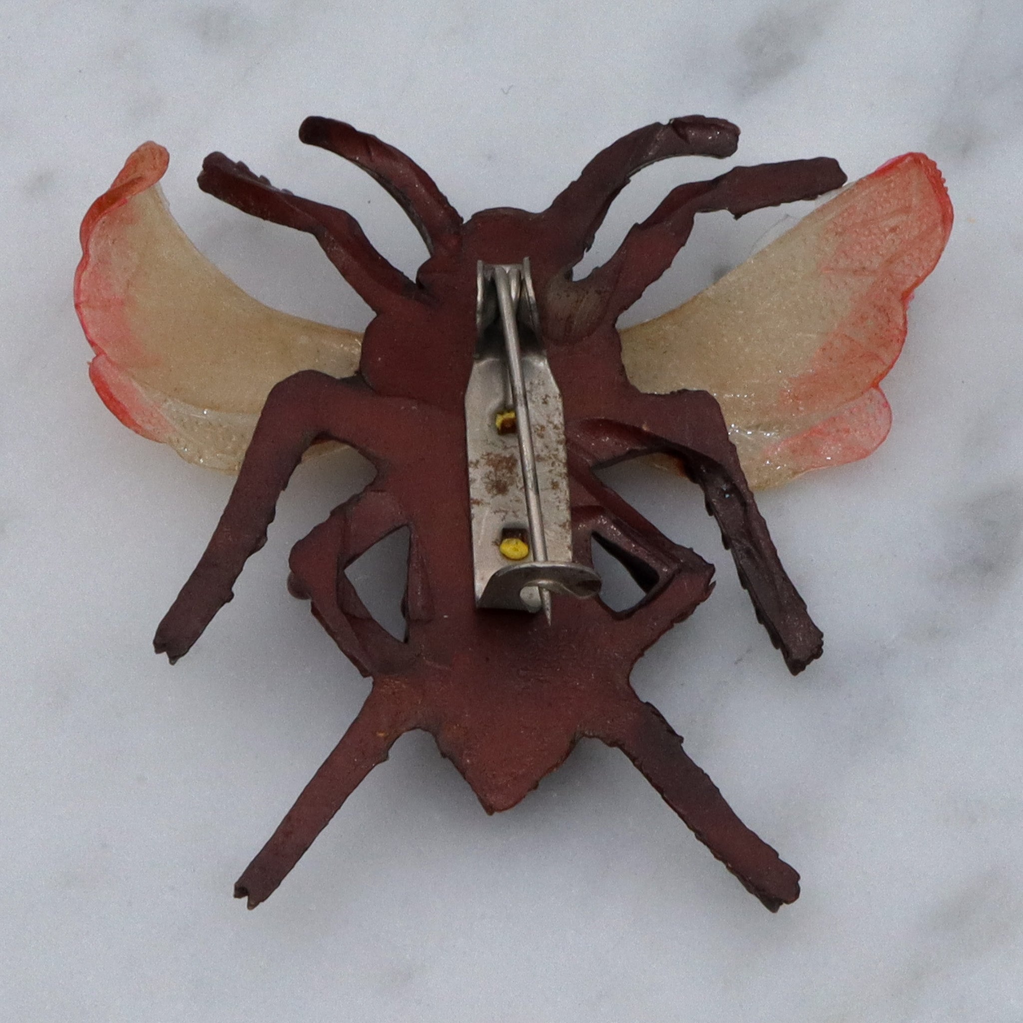 Vintage Mid Century celluloid bee bug brooch