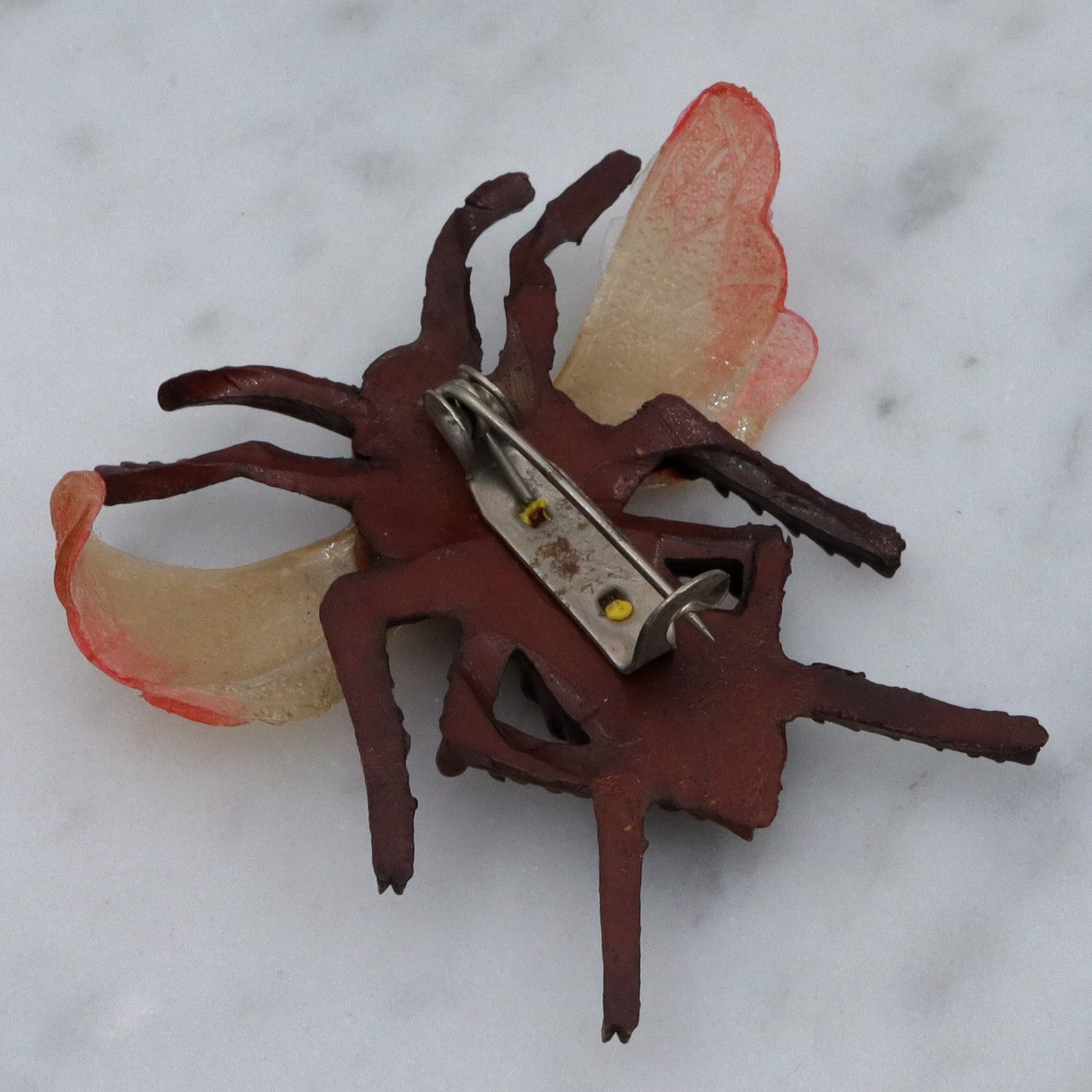 Vintage Mid Century celluloid bee bug brooch