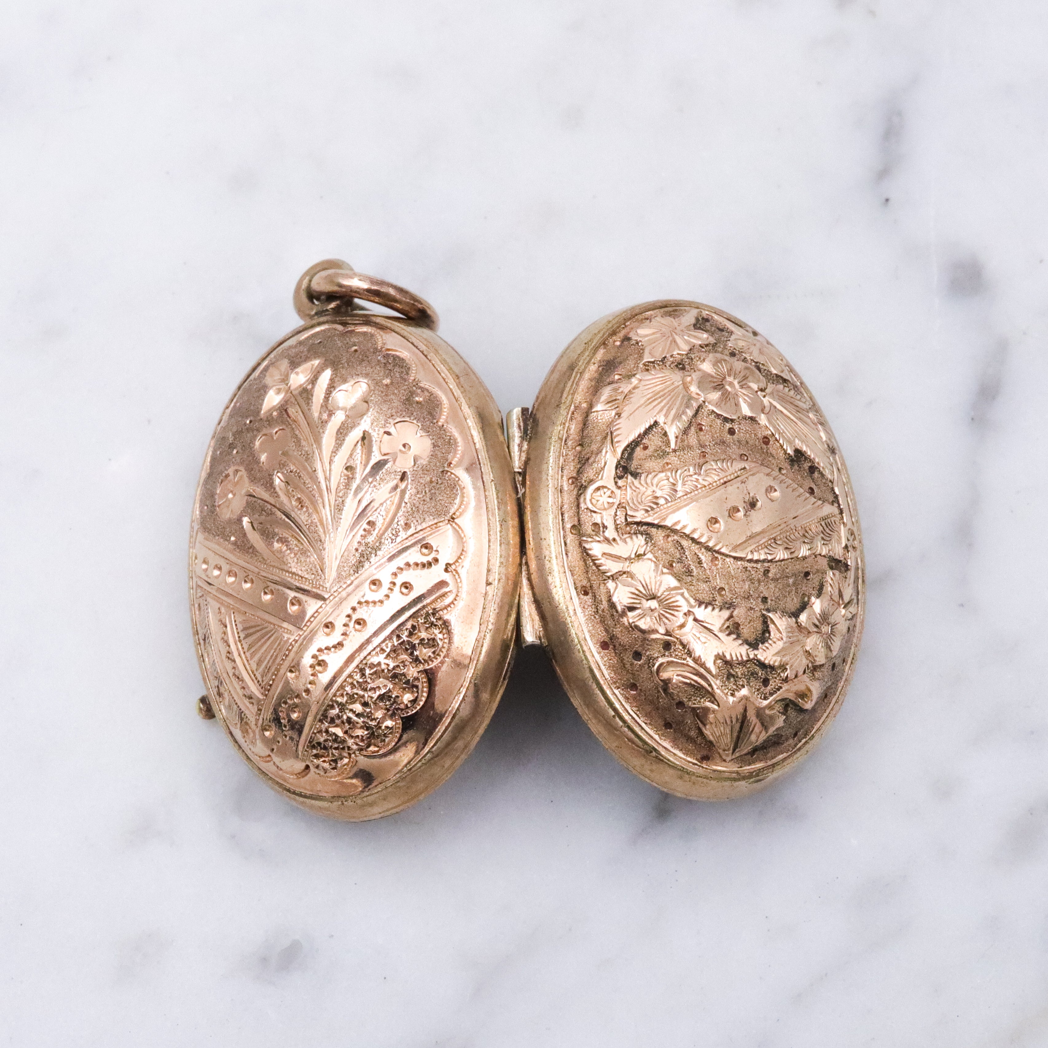 Antique Victorian Aesthetic embossed domed gold filled locket