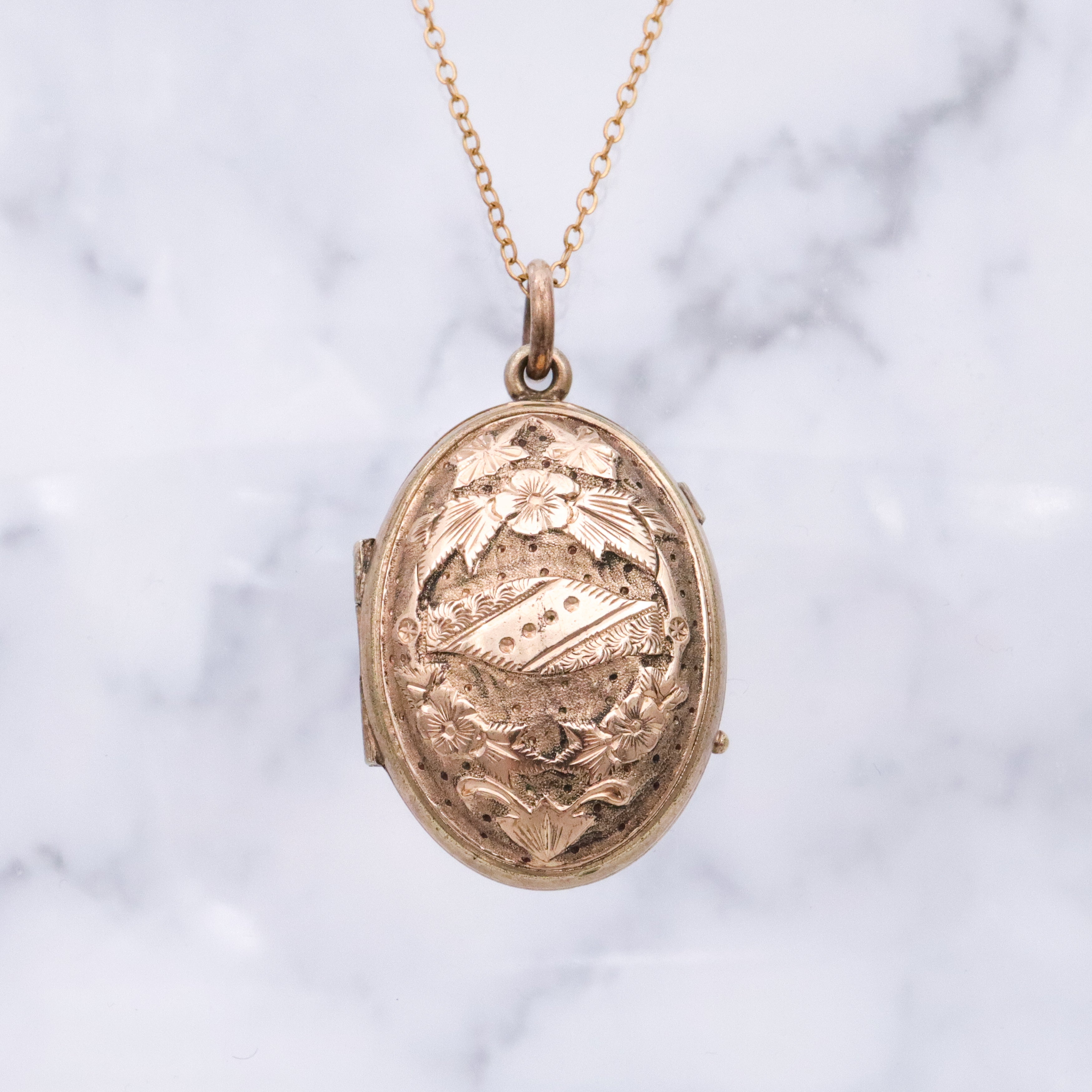 Antique Victorian Aesthetic embossed domed gold filled locket