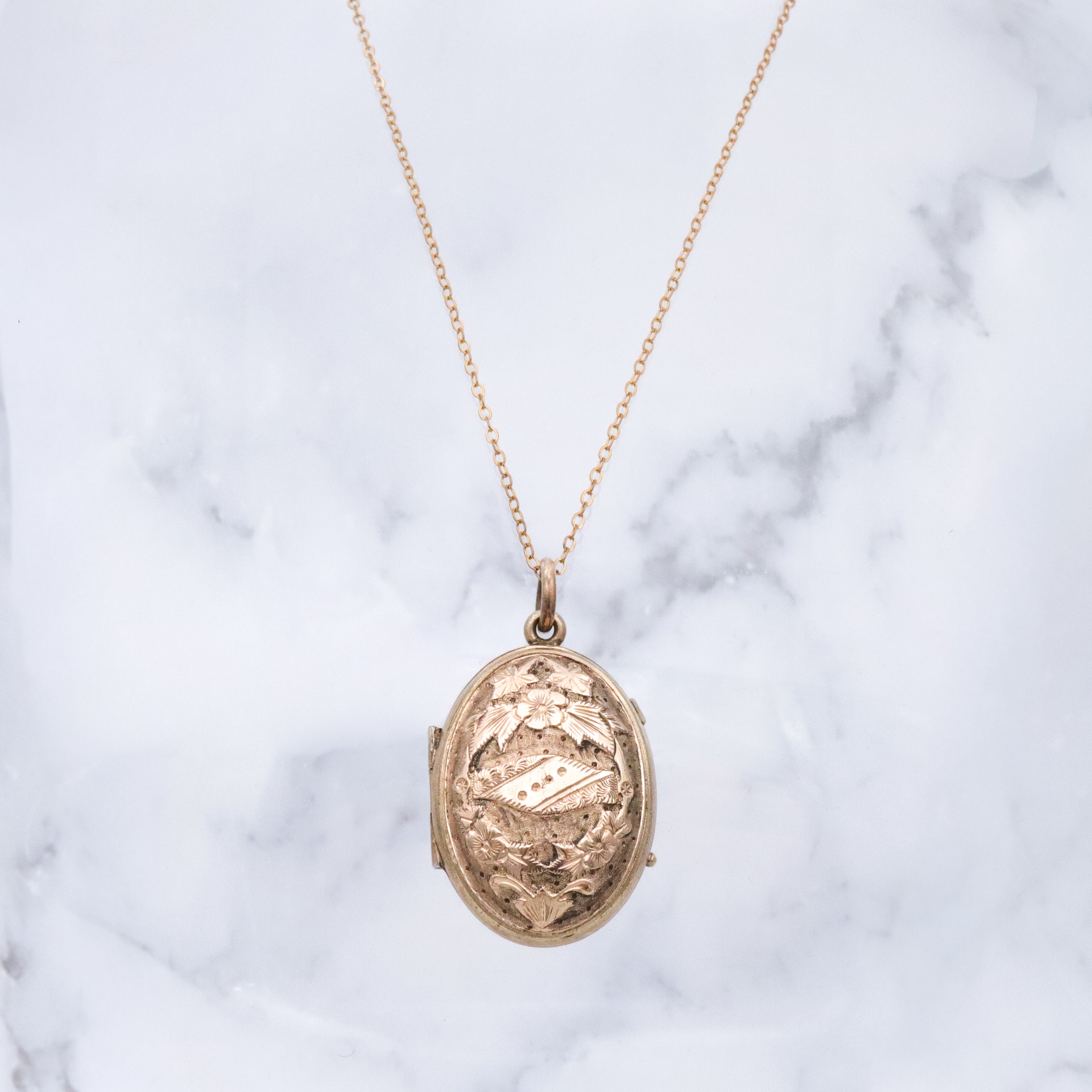Antique Victorian Aesthetic embossed domed gold filled locket