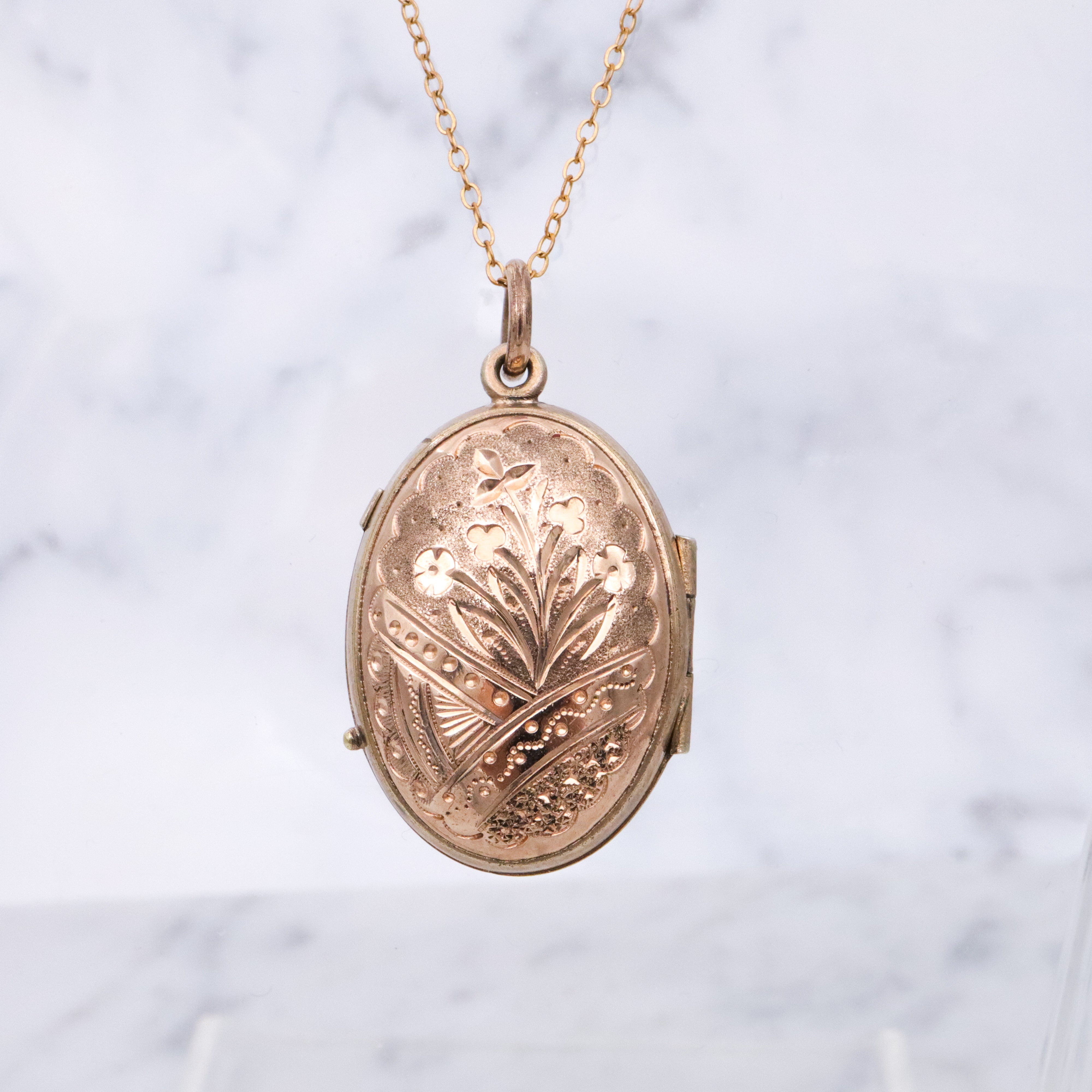 Antique Victorian Aesthetic embossed domed gold filled locket
