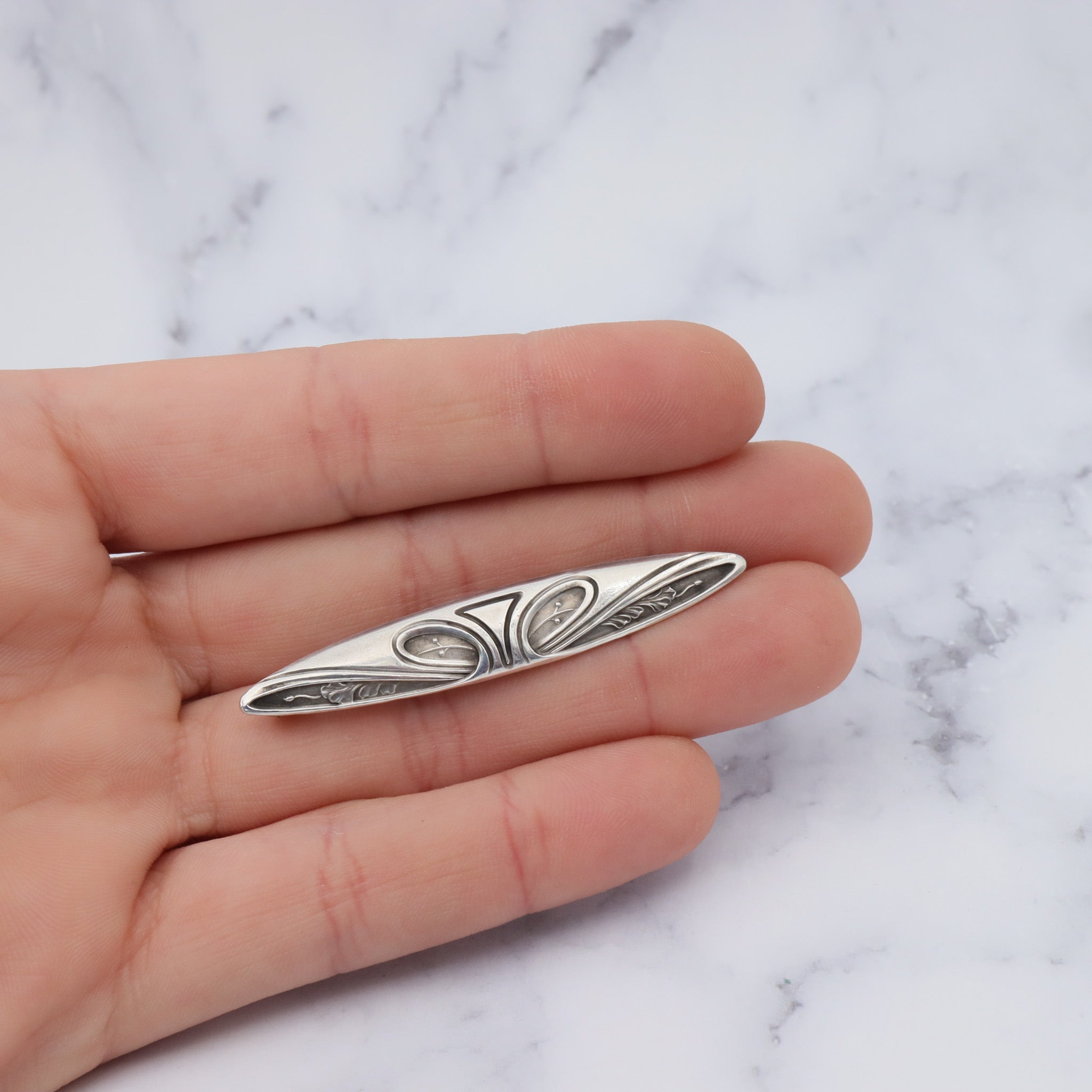 Vintage Unger Brothers art nouveau sterling bar pin/brooch