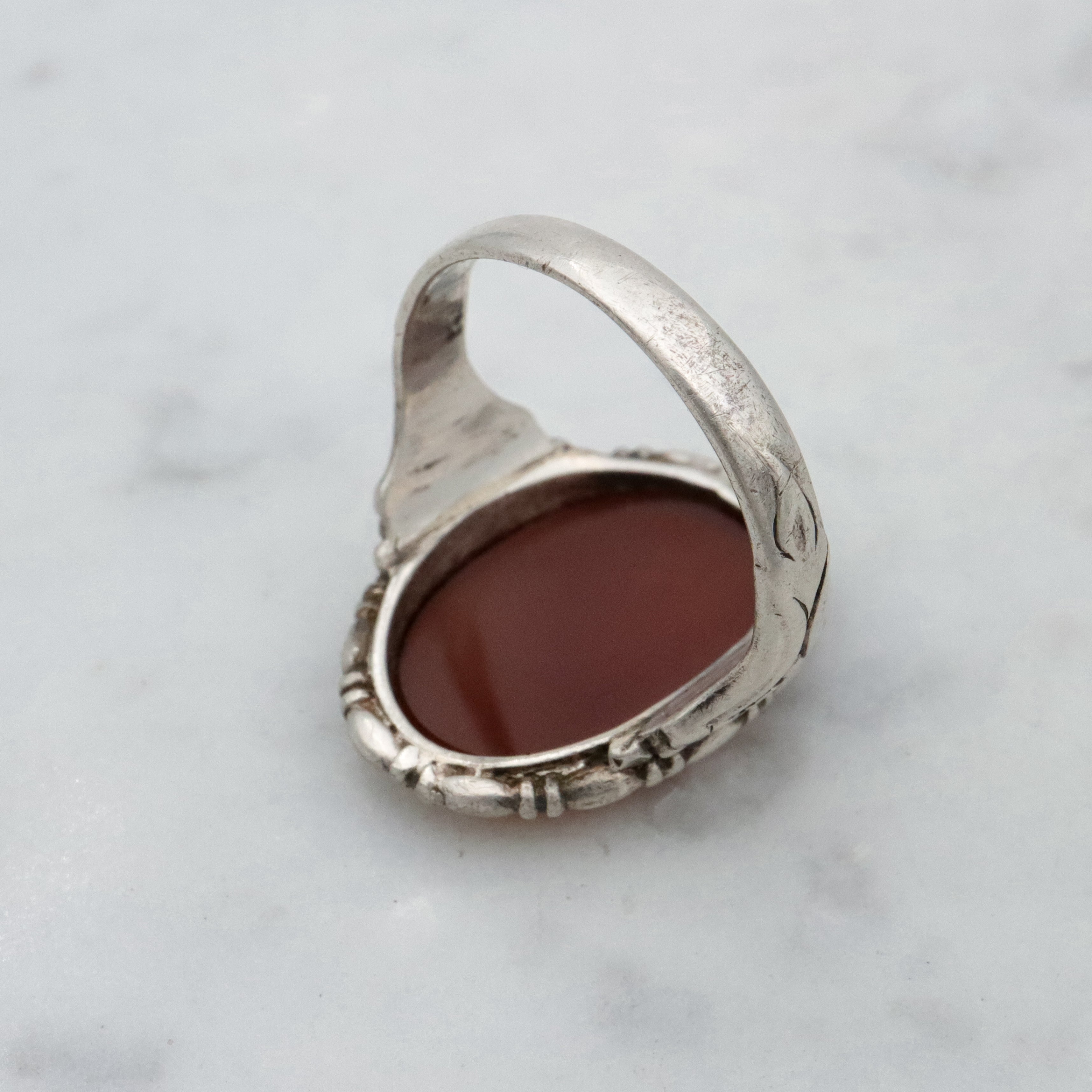 German Art Deco 830 silver carnelian ring, sz 8