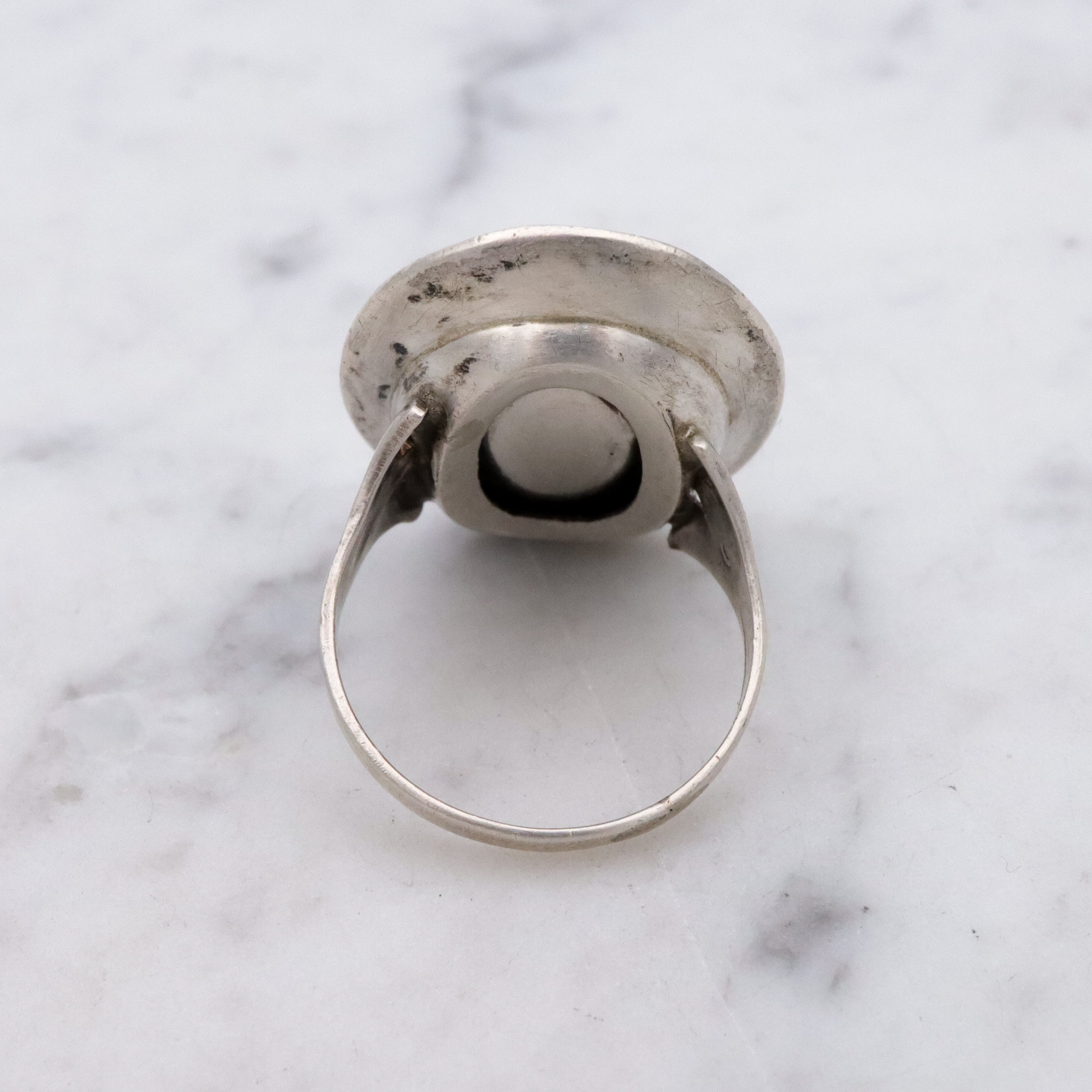 Antique Art Deco onyx sterling ring, size 6