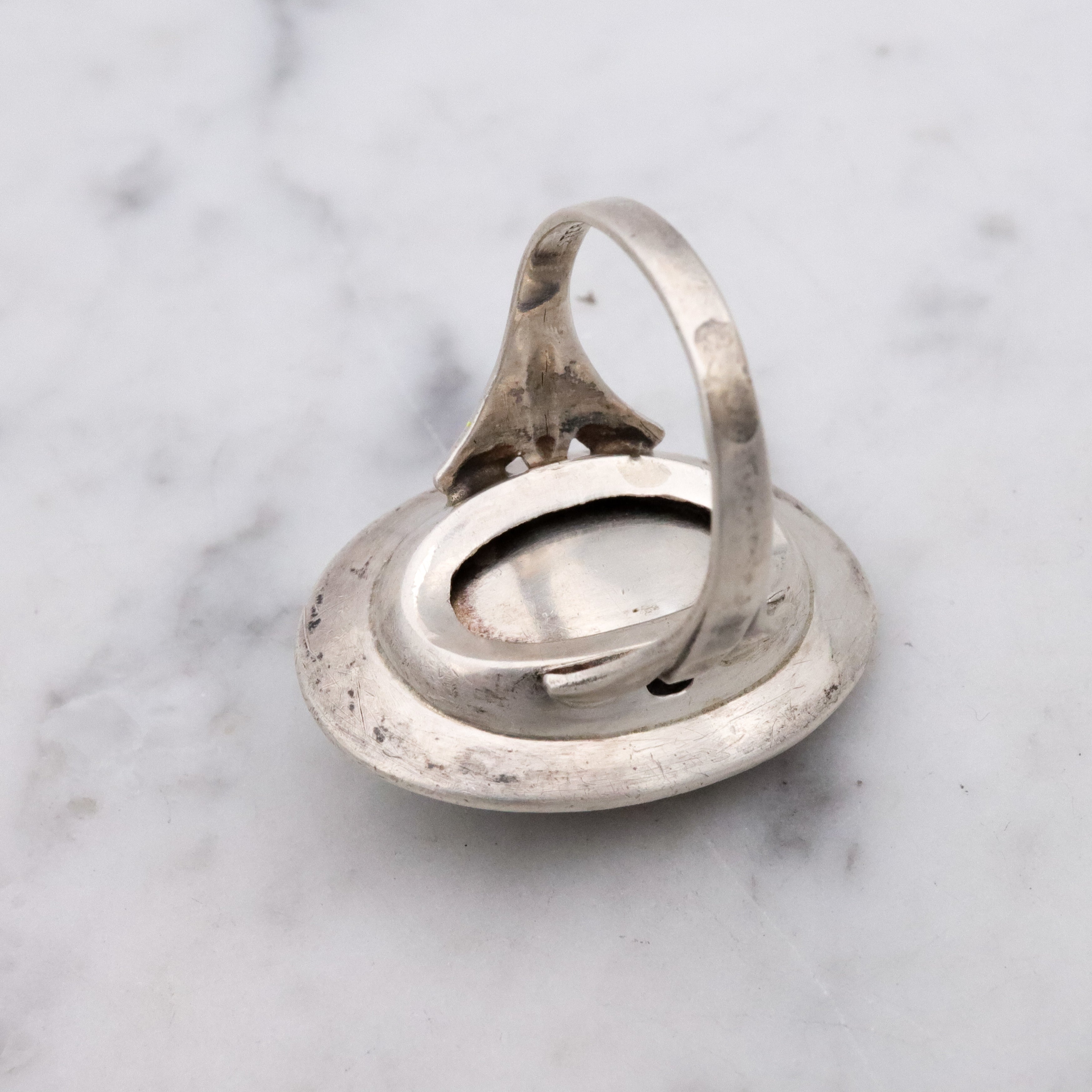 Antique Art Deco onyx sterling ring, size 6