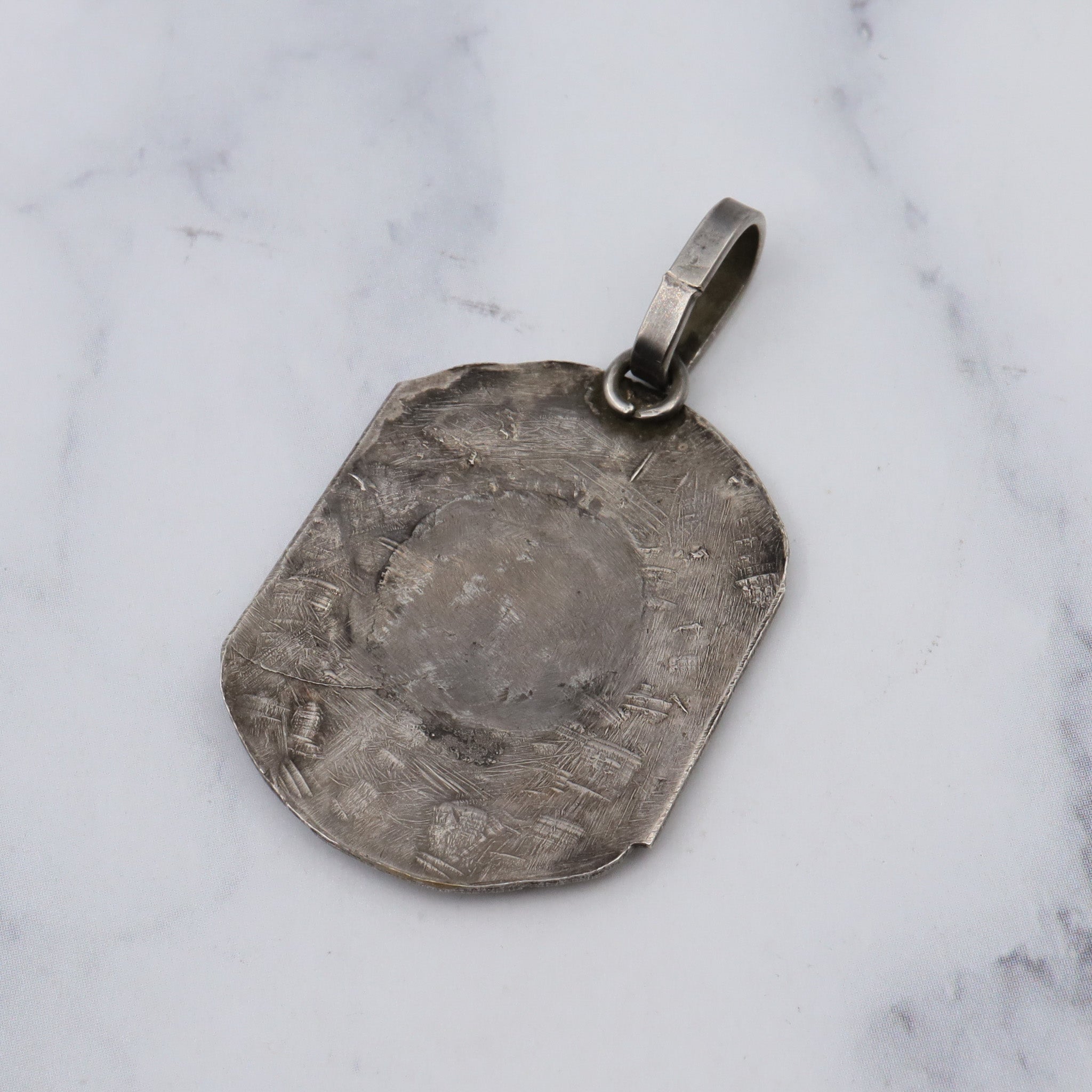 Antique Hellenistic silver plated plaque of Athena pendant