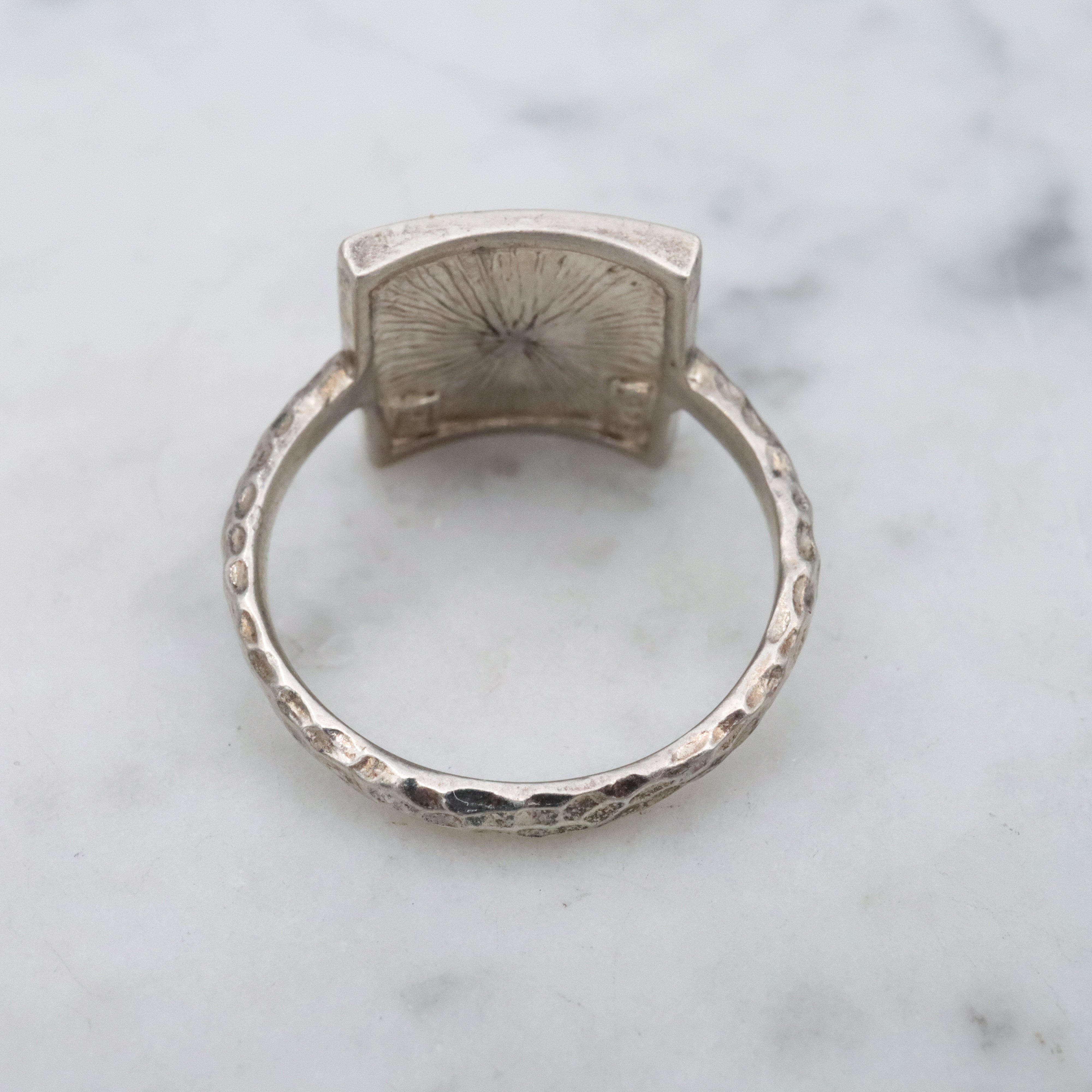 Retro enamel sterling Sagittarius block ring, sz 8