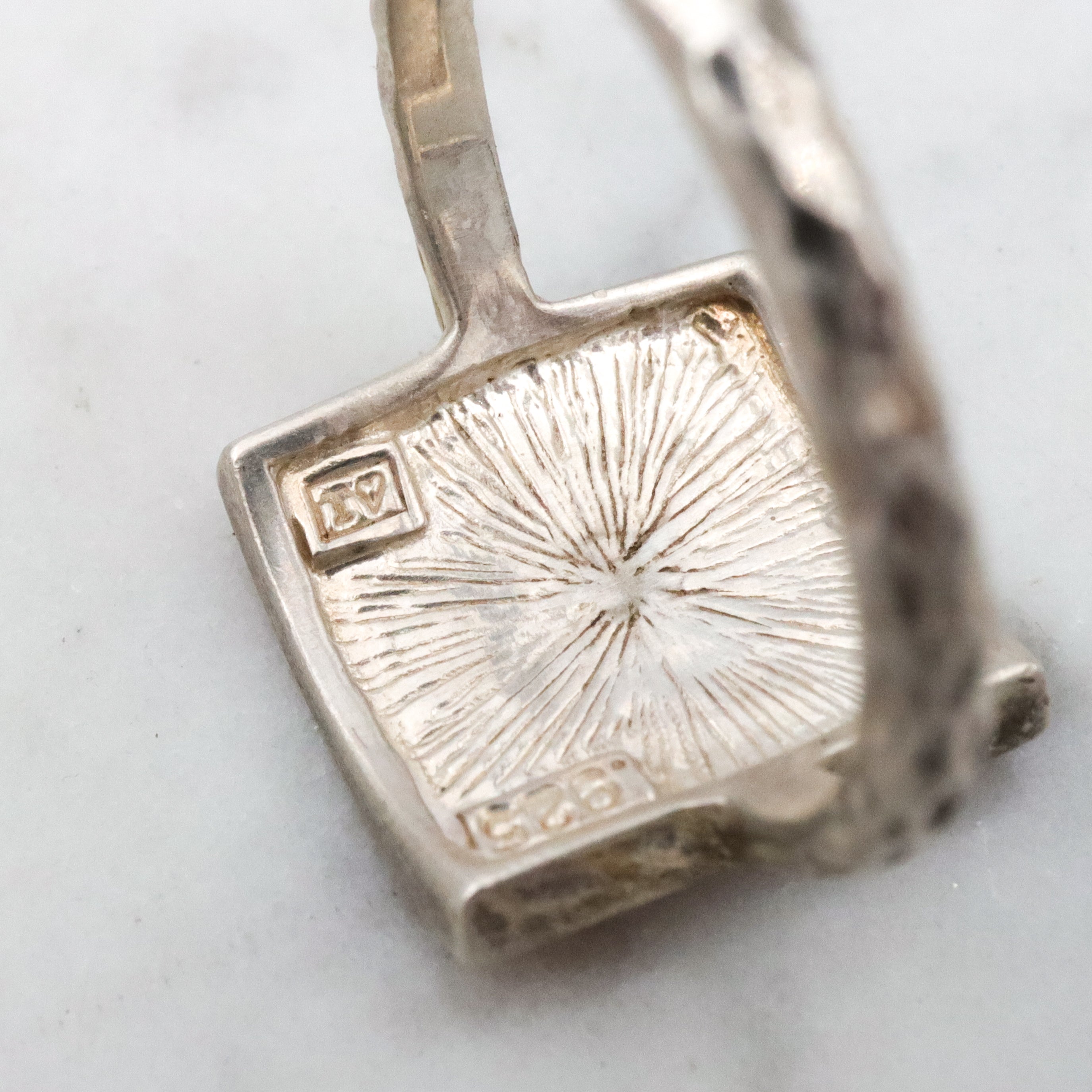 Retro enamel sterling Sagittarius block ring, sz 8