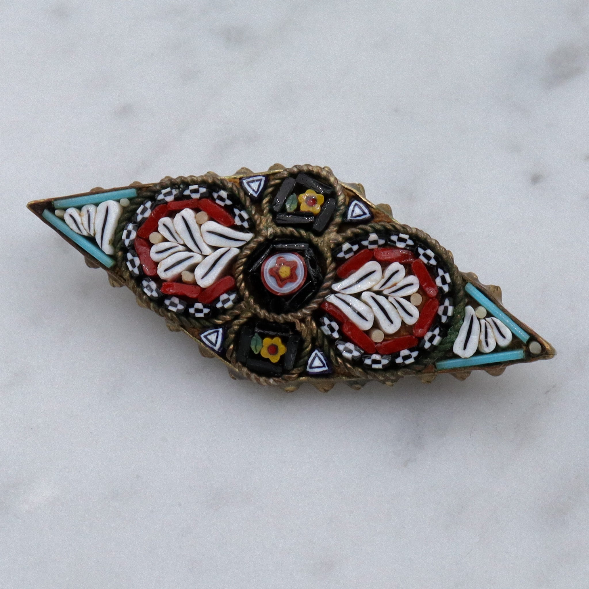 Antique Italian micro mosaic brooch