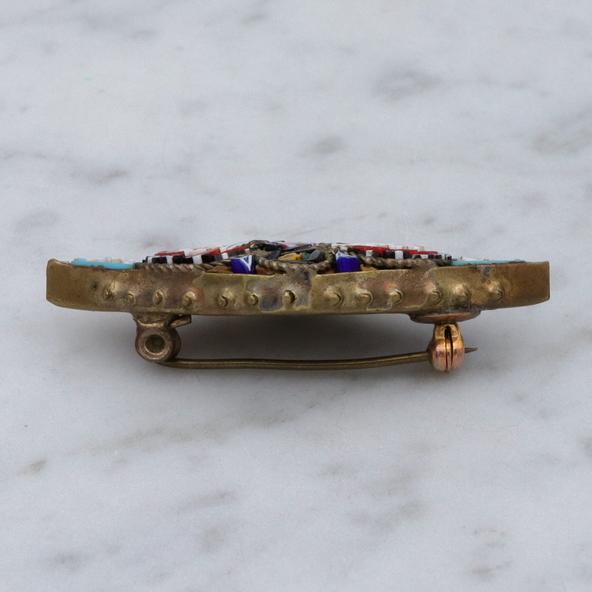 Antique Italian micro mosaic brooch