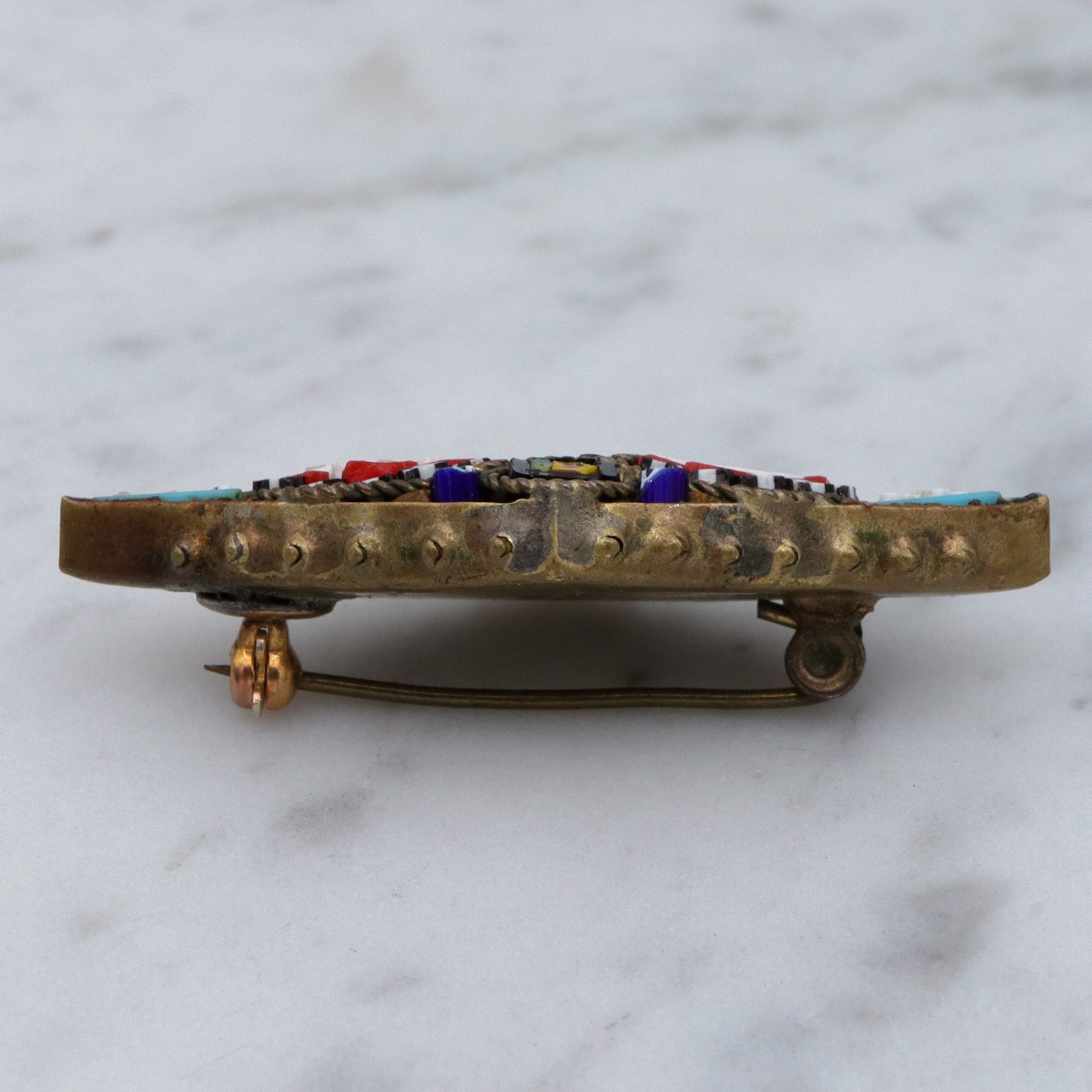 Antique Italian micro mosaic brooch