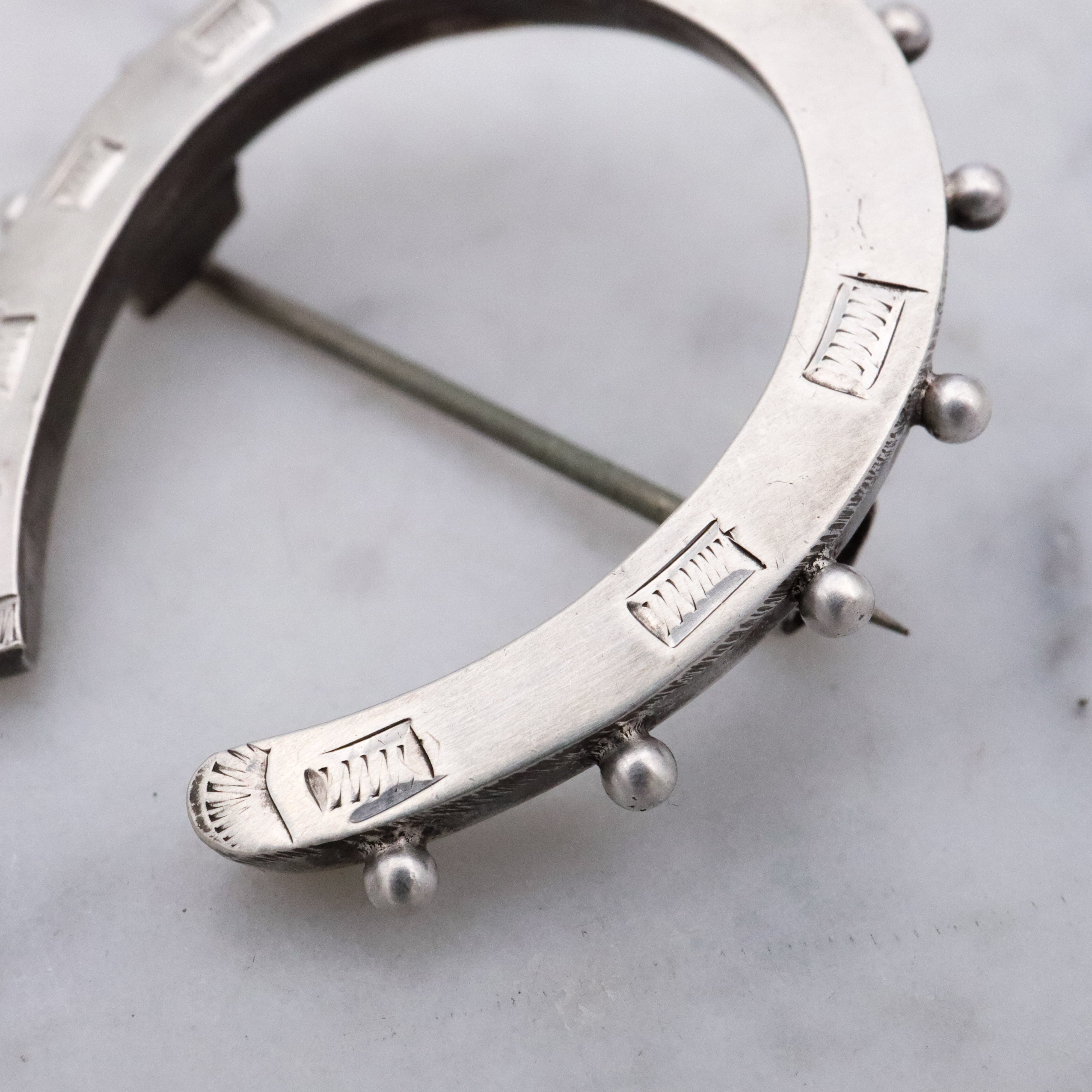 Victorian English sterling handmade horseshoe brooch