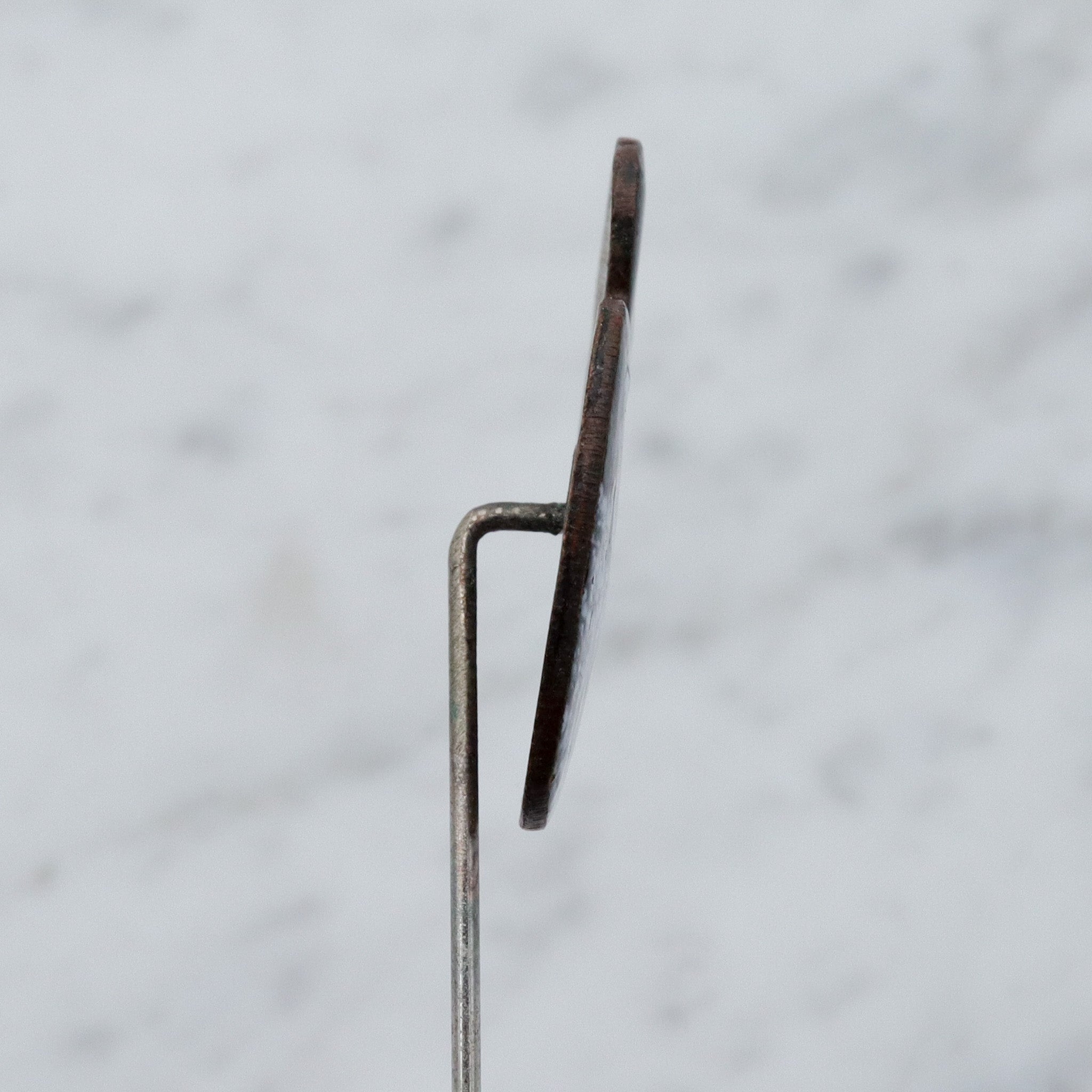 Mid Century Modern hand enameled copper plaque stick pin