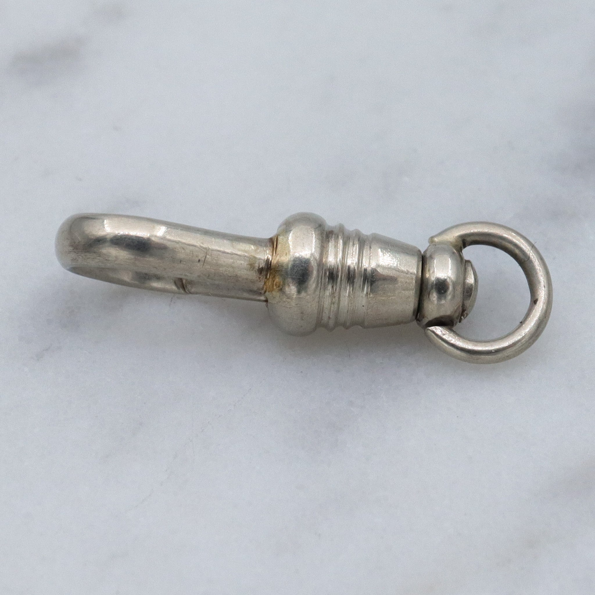 Antique petite 10k white gold dog clip necklace swiveling clasp