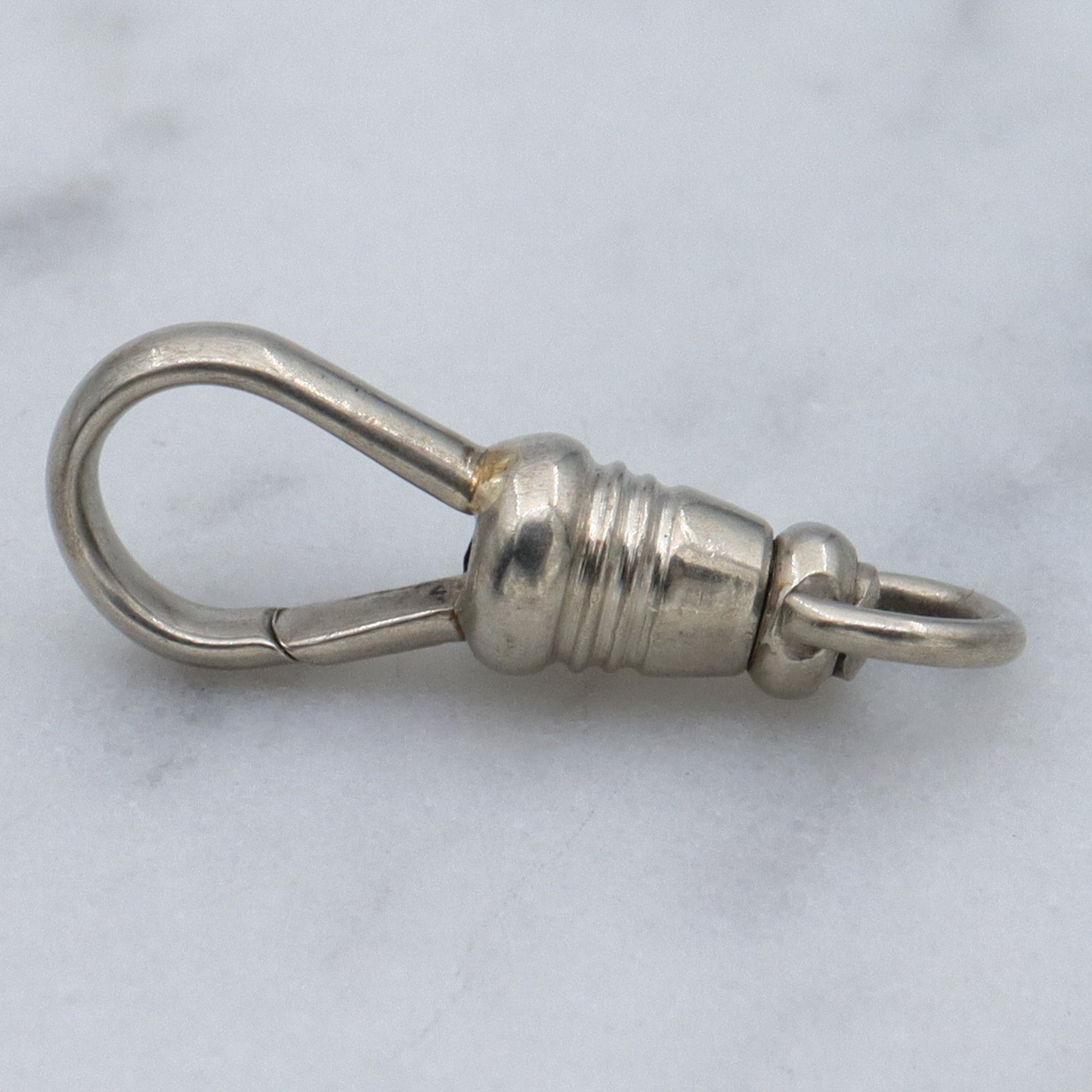 Antique petite 10k white gold dog clip necklace swiveling clasp