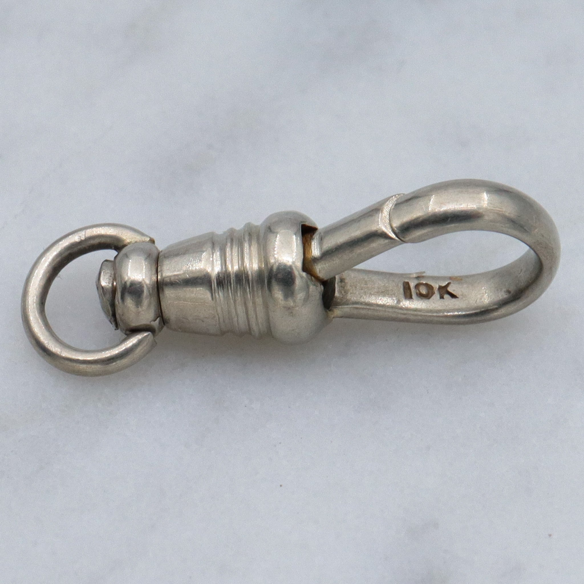 Antique petite 10k white gold dog clip necklace swiveling clasp