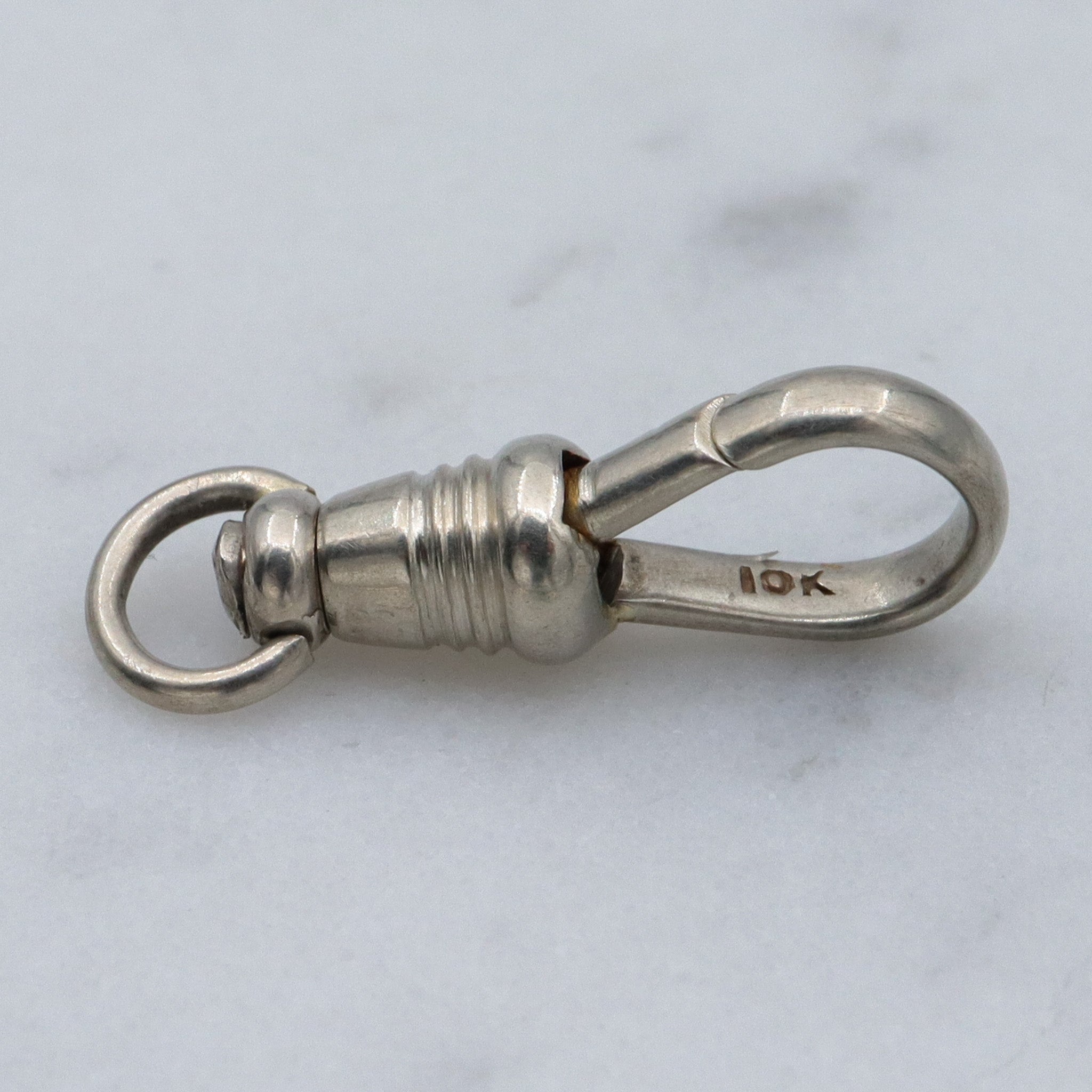 Antique petite 10k white gold dog clip necklace swiveling clasp