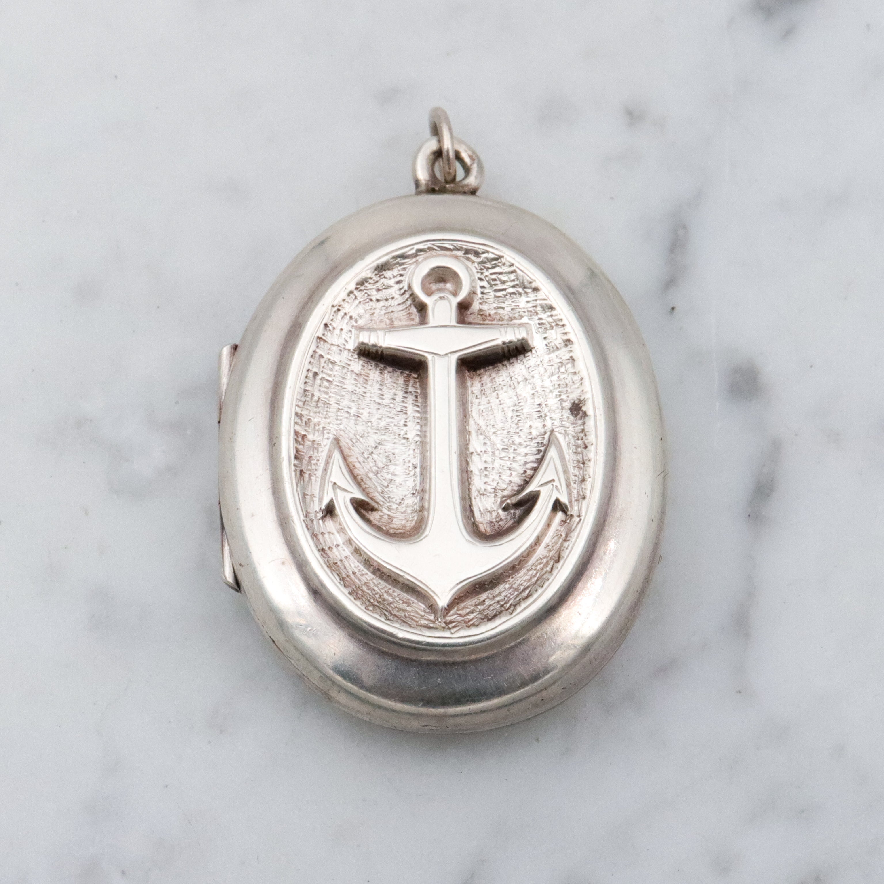 Antique Victorian sterling anchor locket pendant