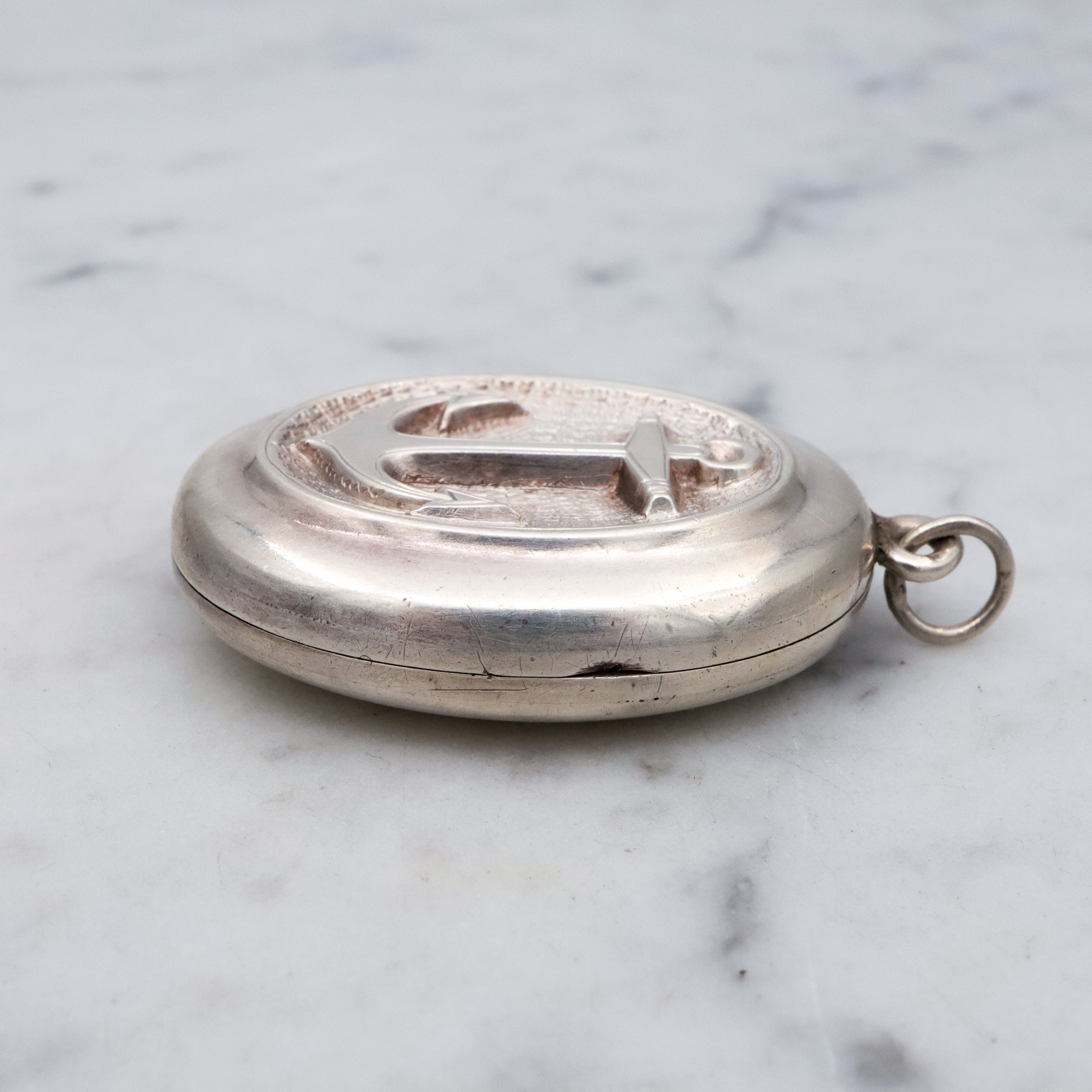 Antique Victorian sterling anchor locket pendant
