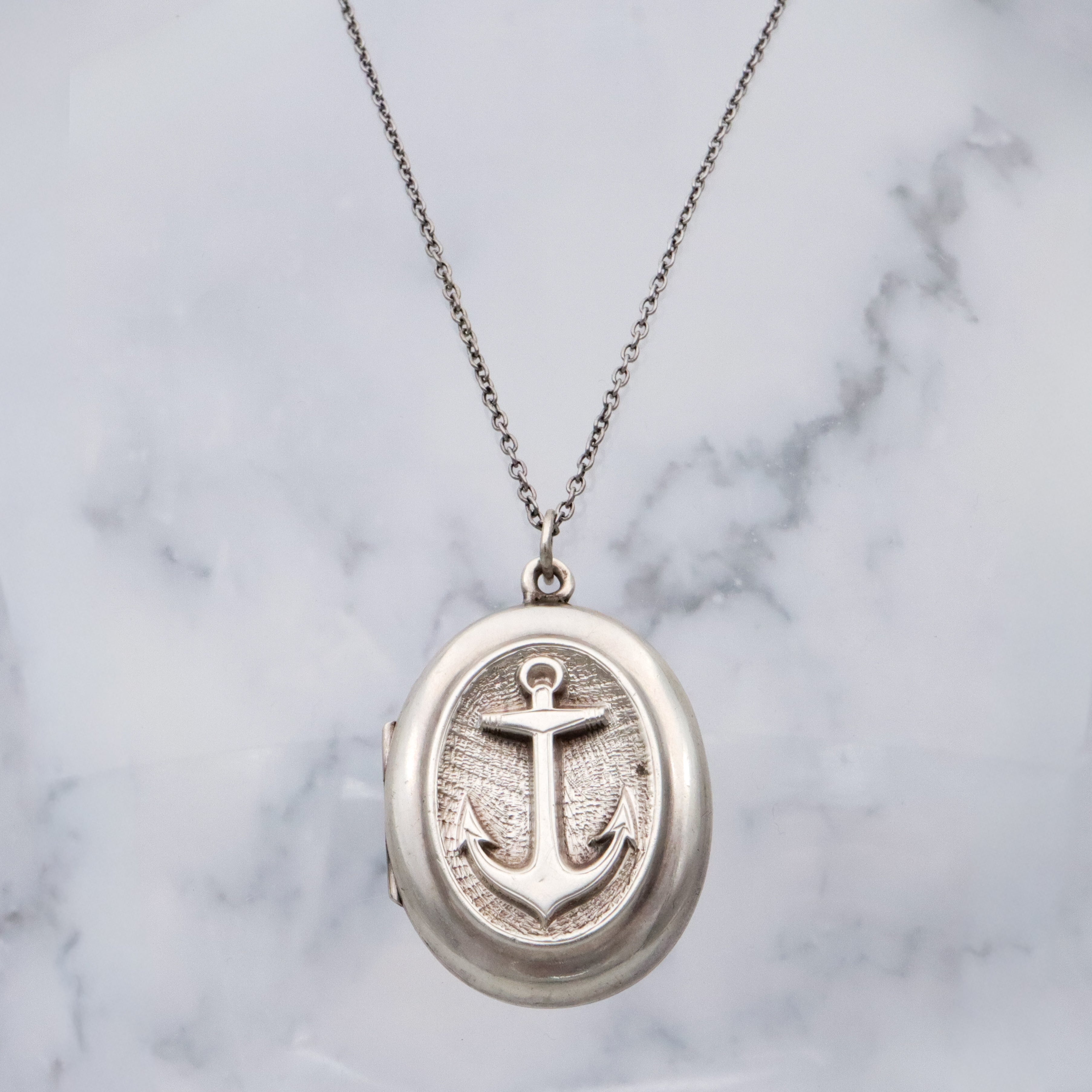 Antique Victorian sterling anchor locket pendant