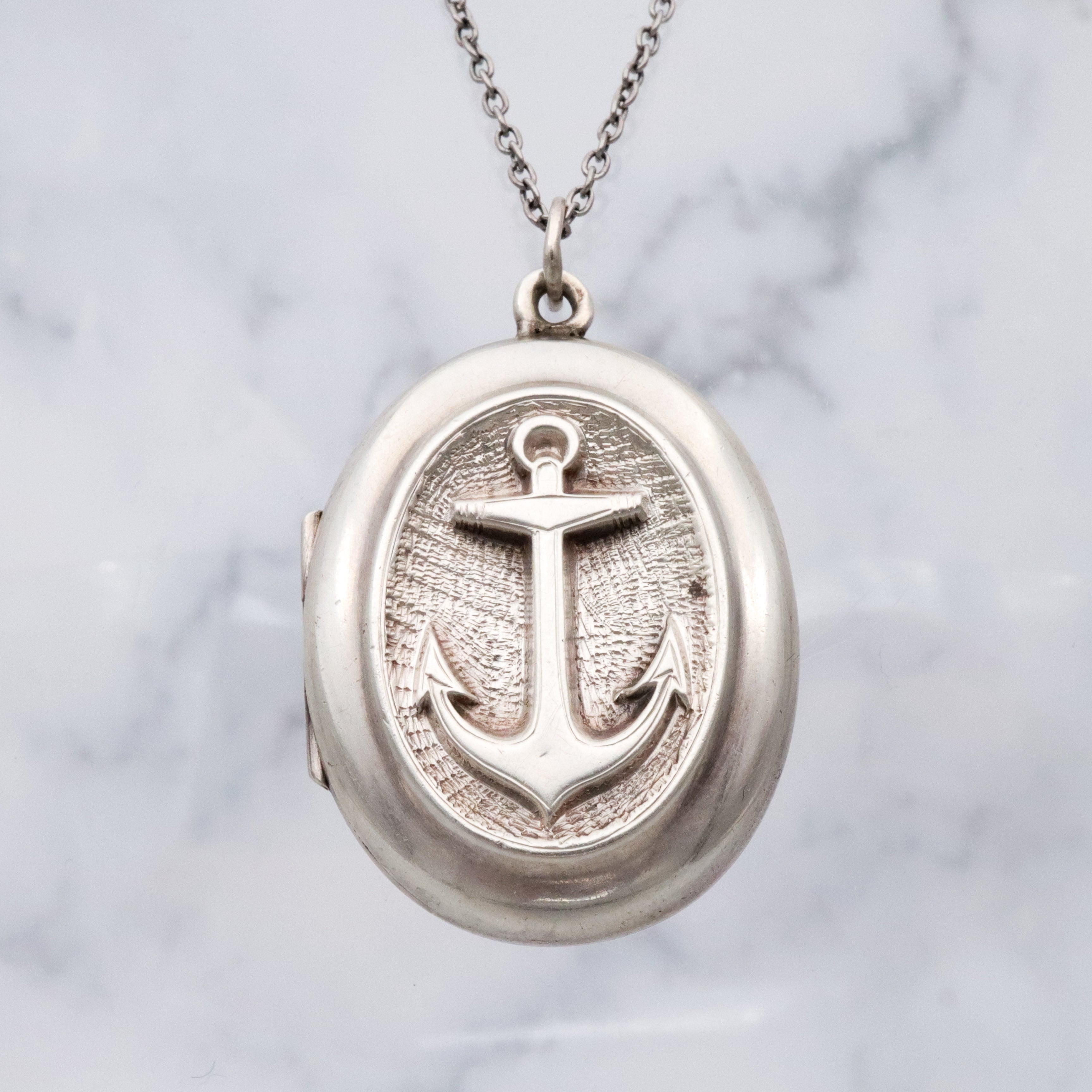 Antique Victorian sterling anchor locket pendant