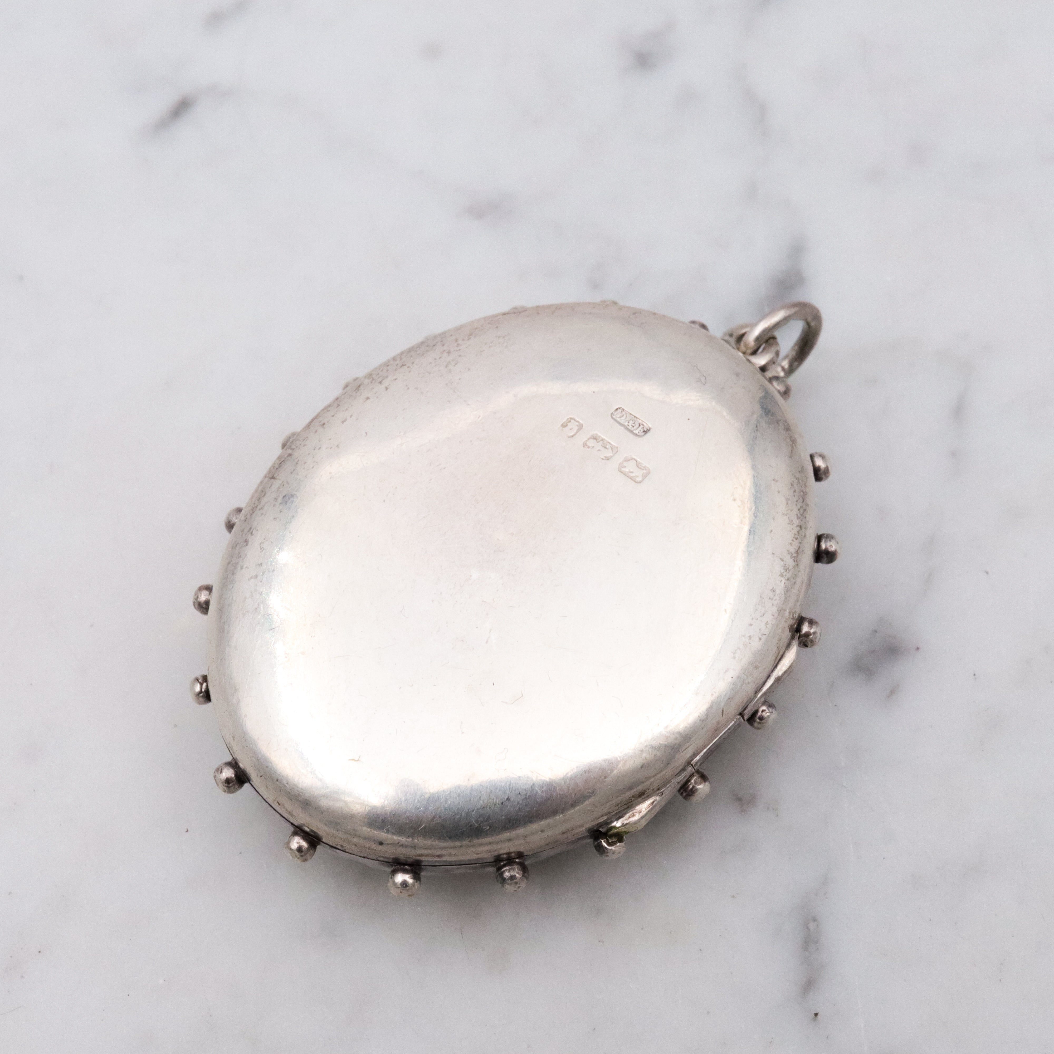 Antique Victorian Etruscan Revival English sterling large oval locket
