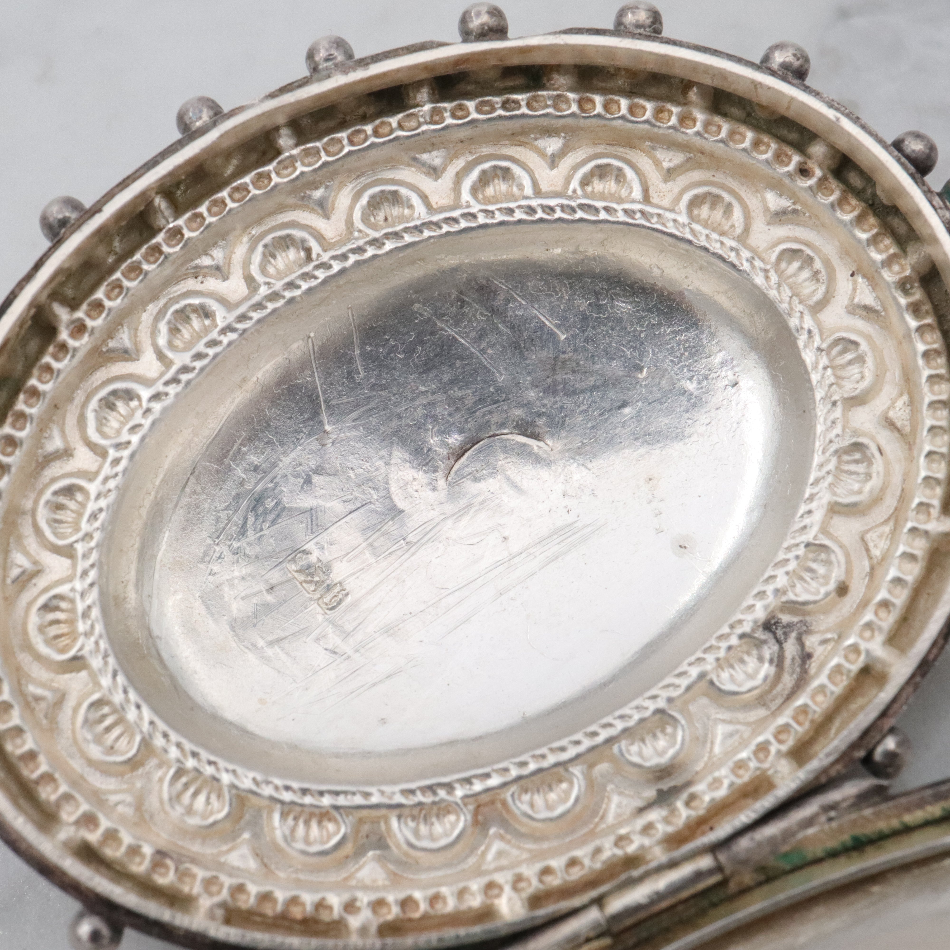 Antique Victorian Etruscan Revival English sterling large oval locket