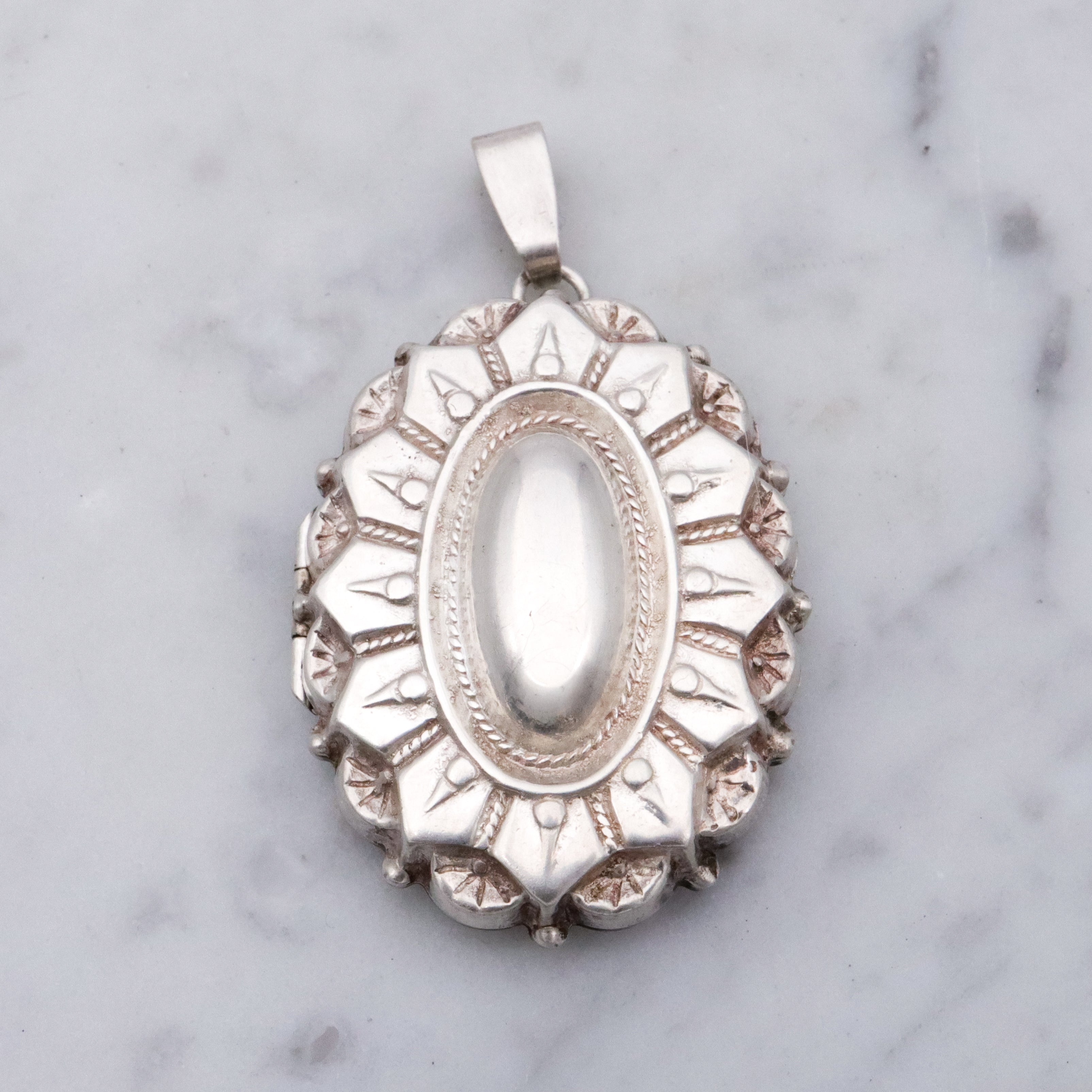 Victorian Revival sterling silver Etruscan style pendant locket