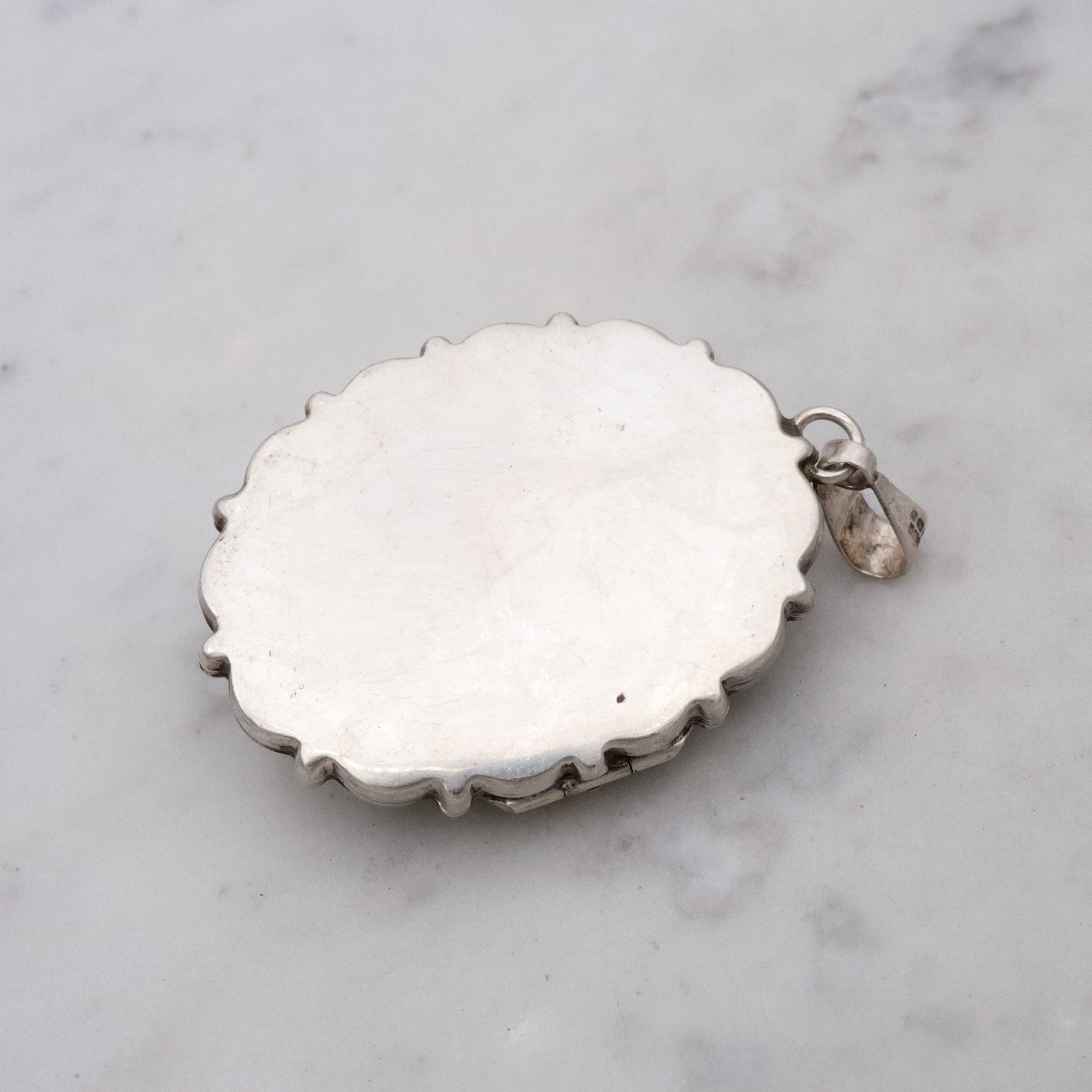 Victorian Revival sterling silver Etruscan style pendant locket