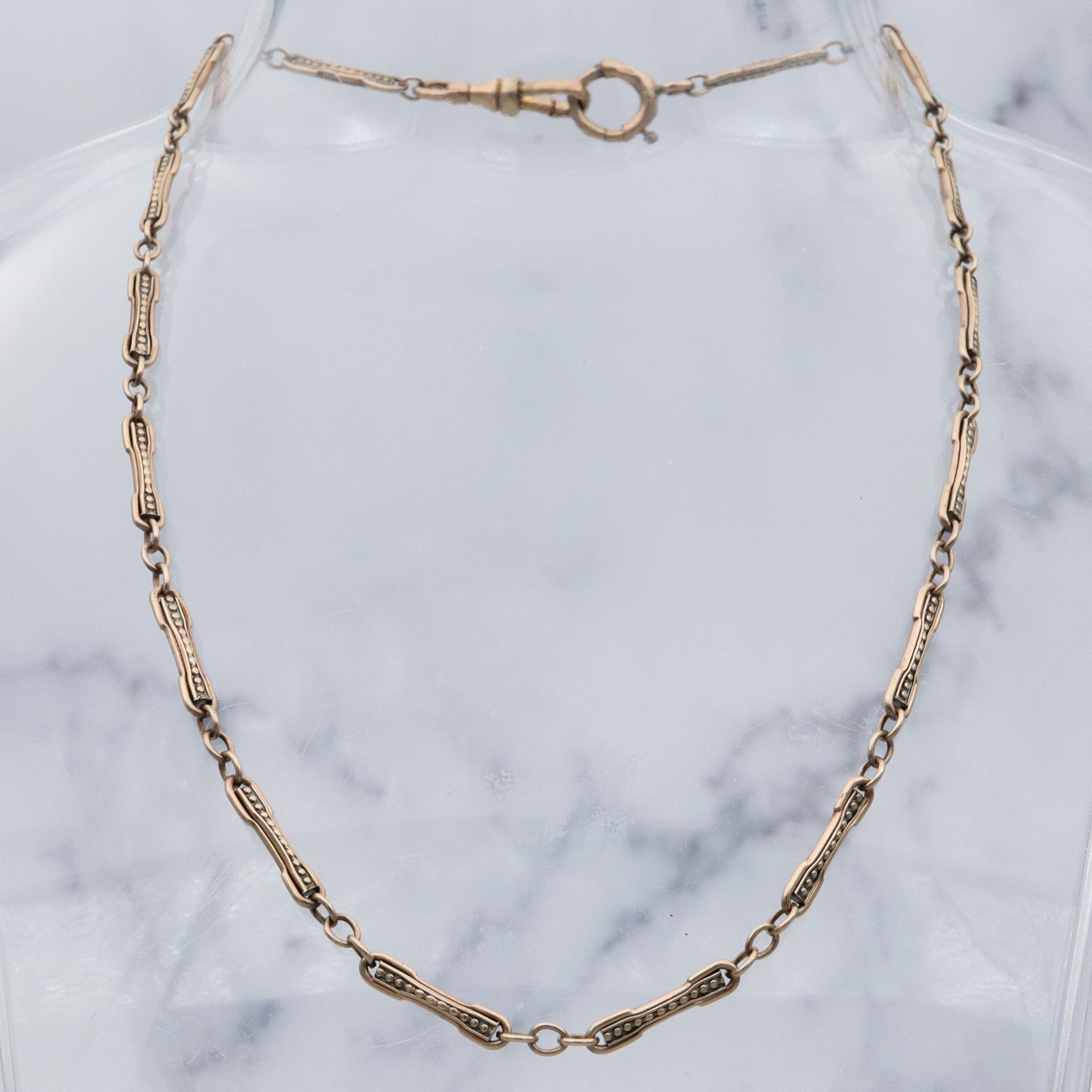 Antique Victorian vermeil sterling silver fancy bar link watch chain choker necklace