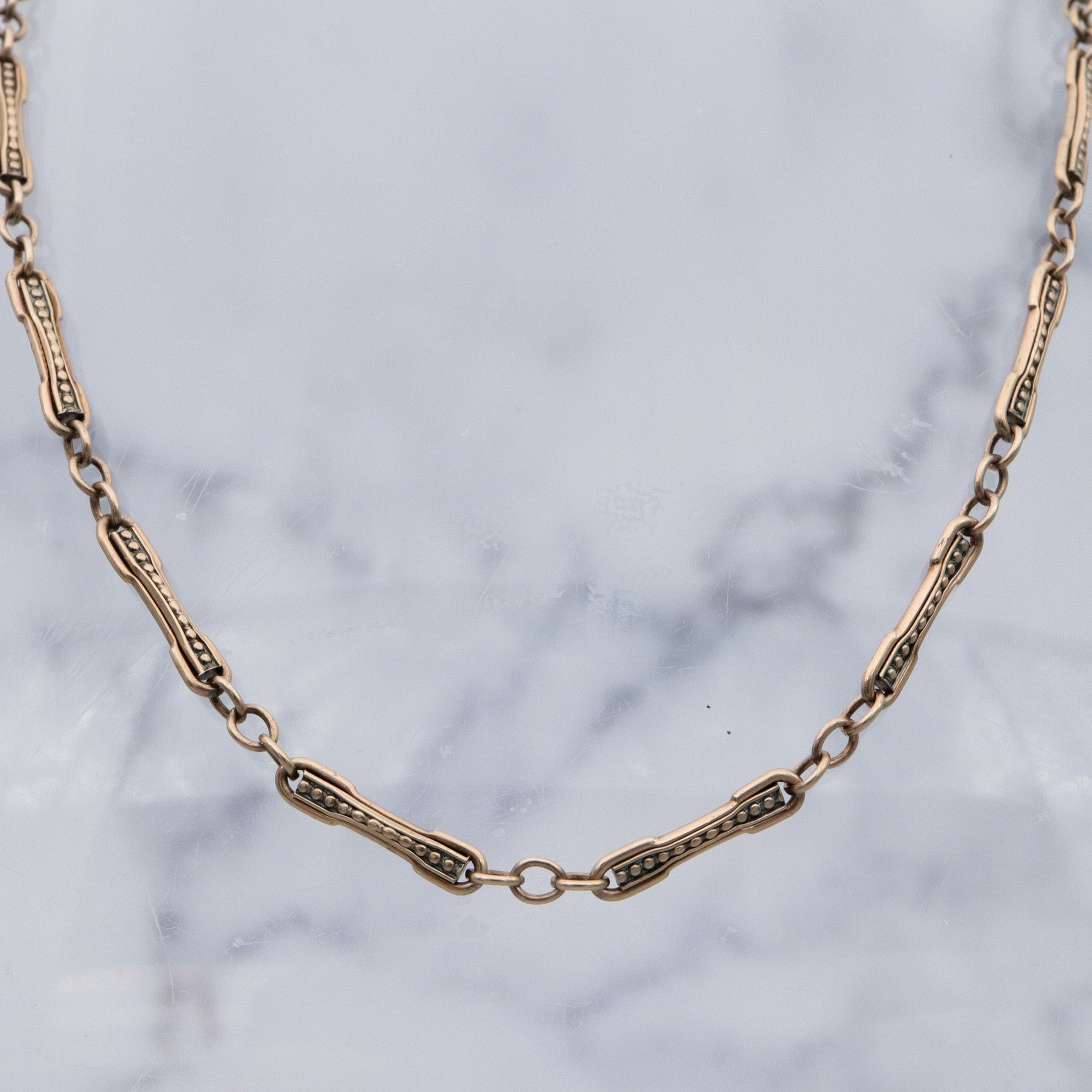 Antique Victorian vermeil sterling silver fancy bar link watch chain choker necklace