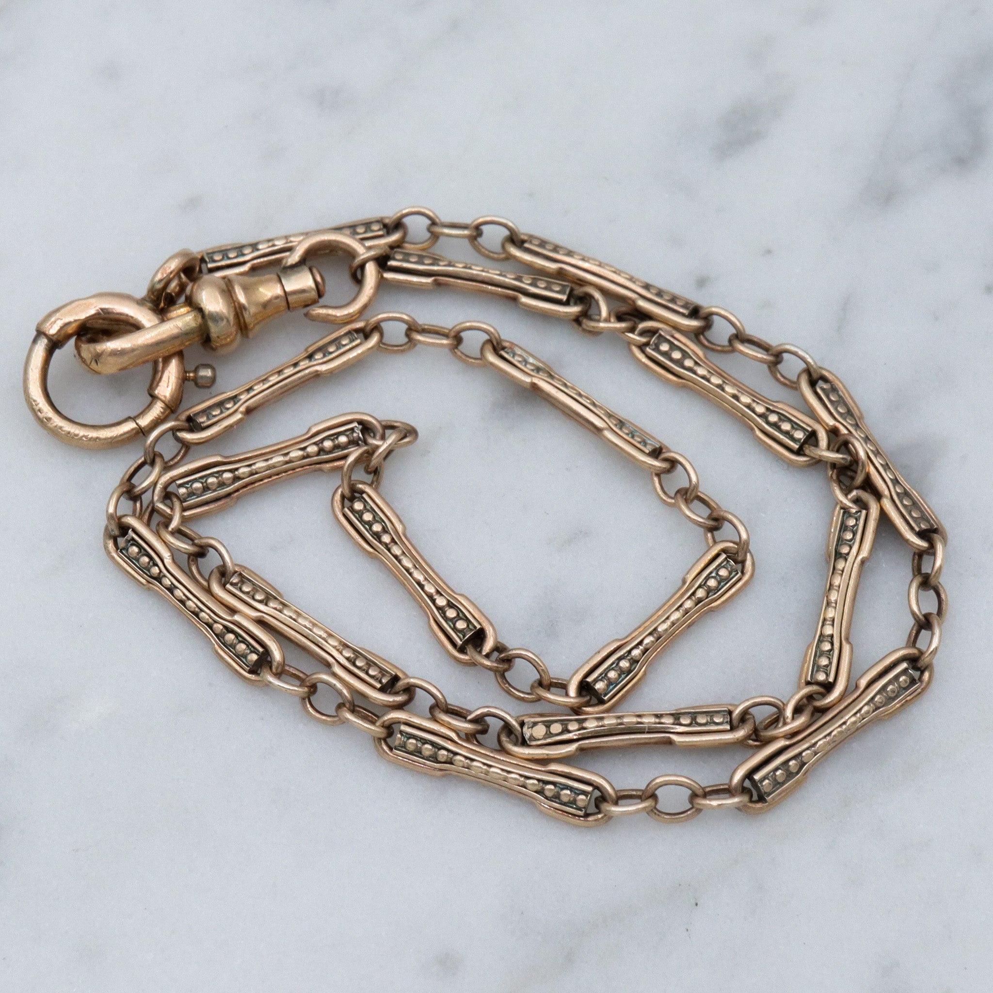 Antique Victorian vermeil sterling silver fancy bar link watch chain choker necklace