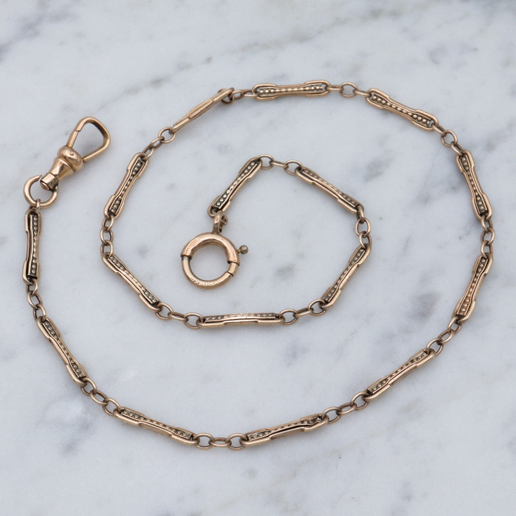 Antique Victorian vermeil sterling silver fancy bar link watch chain choker necklace