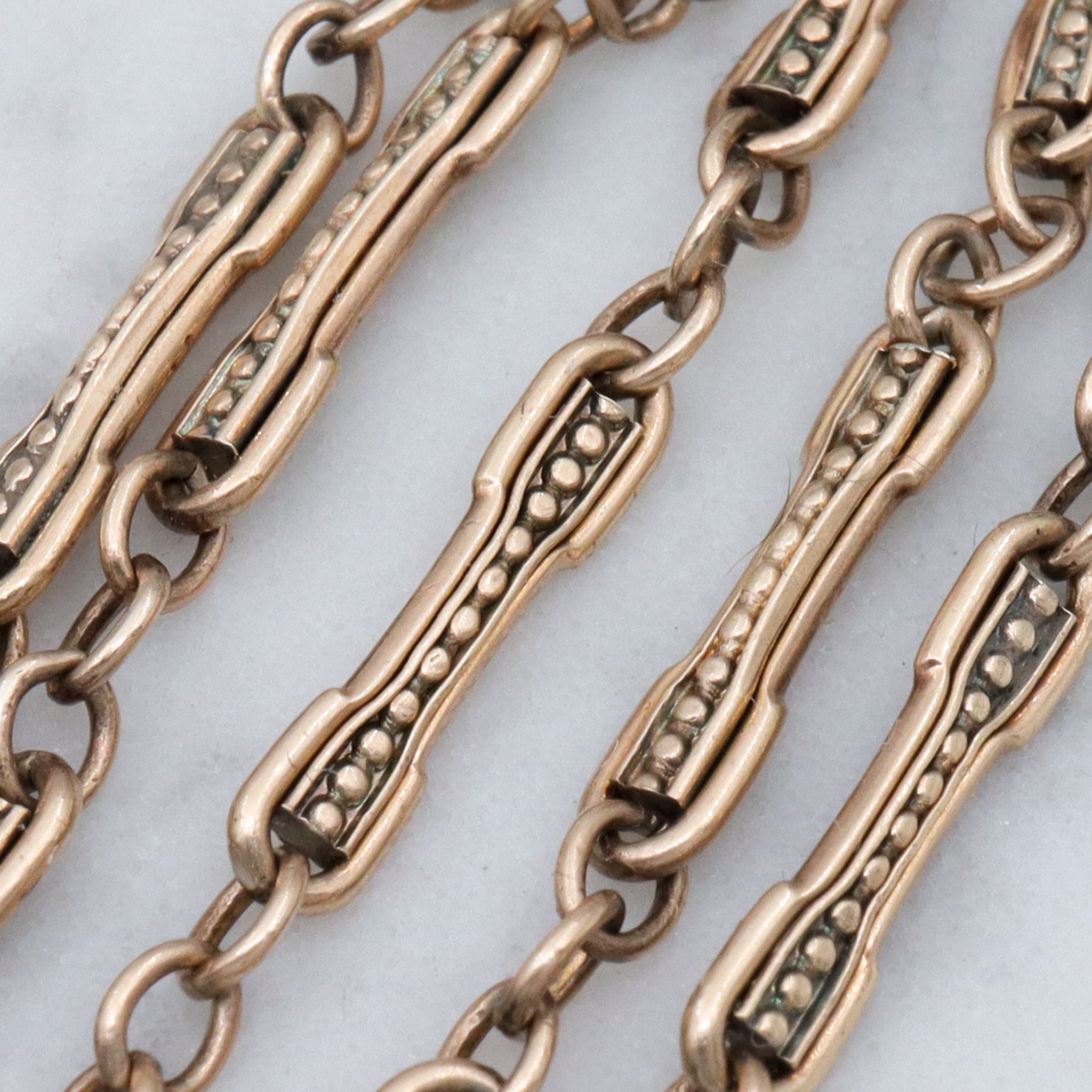 Antique Victorian vermeil sterling silver fancy bar link watch chain choker necklace