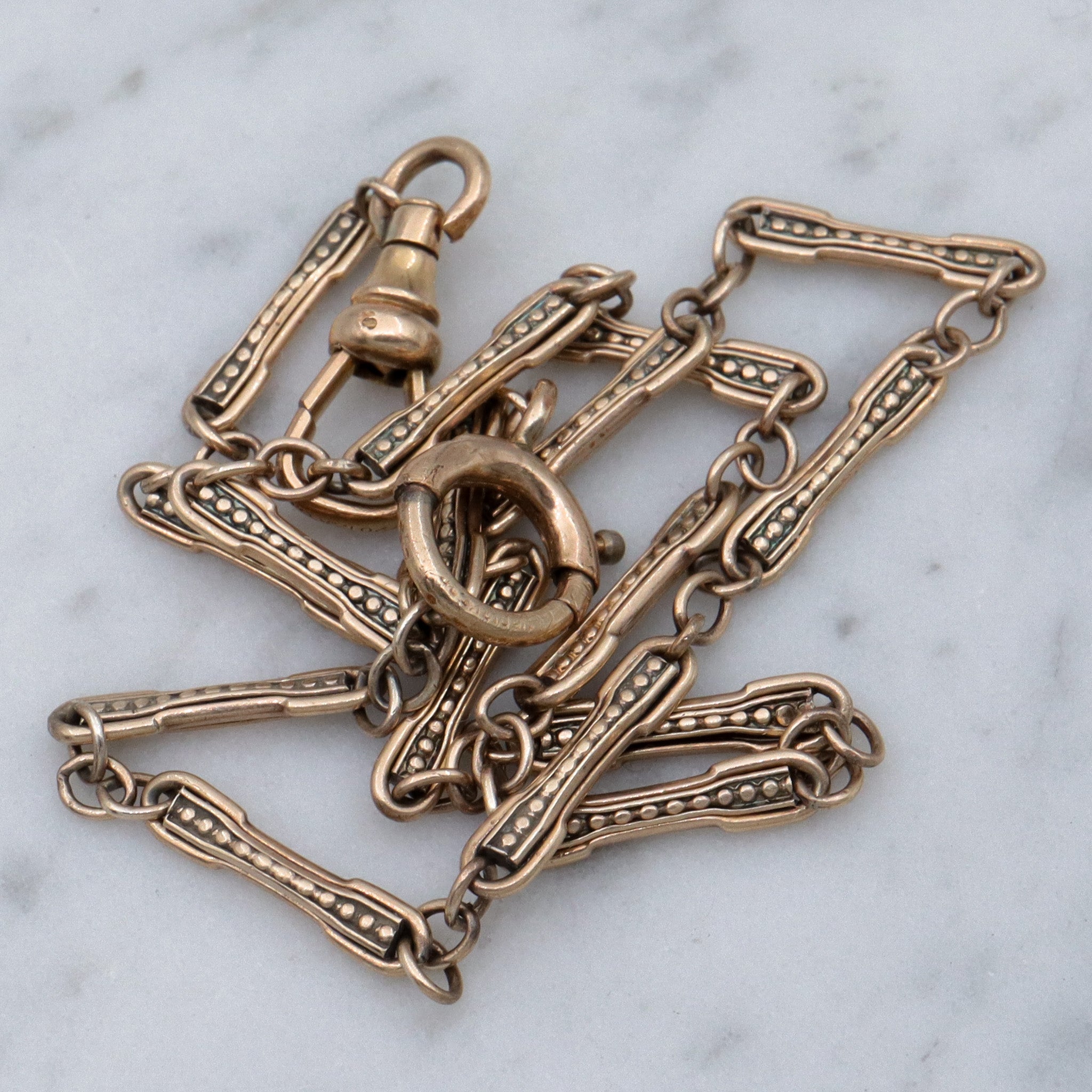 Antique Victorian vermeil sterling silver fancy bar link watch chain choker necklace