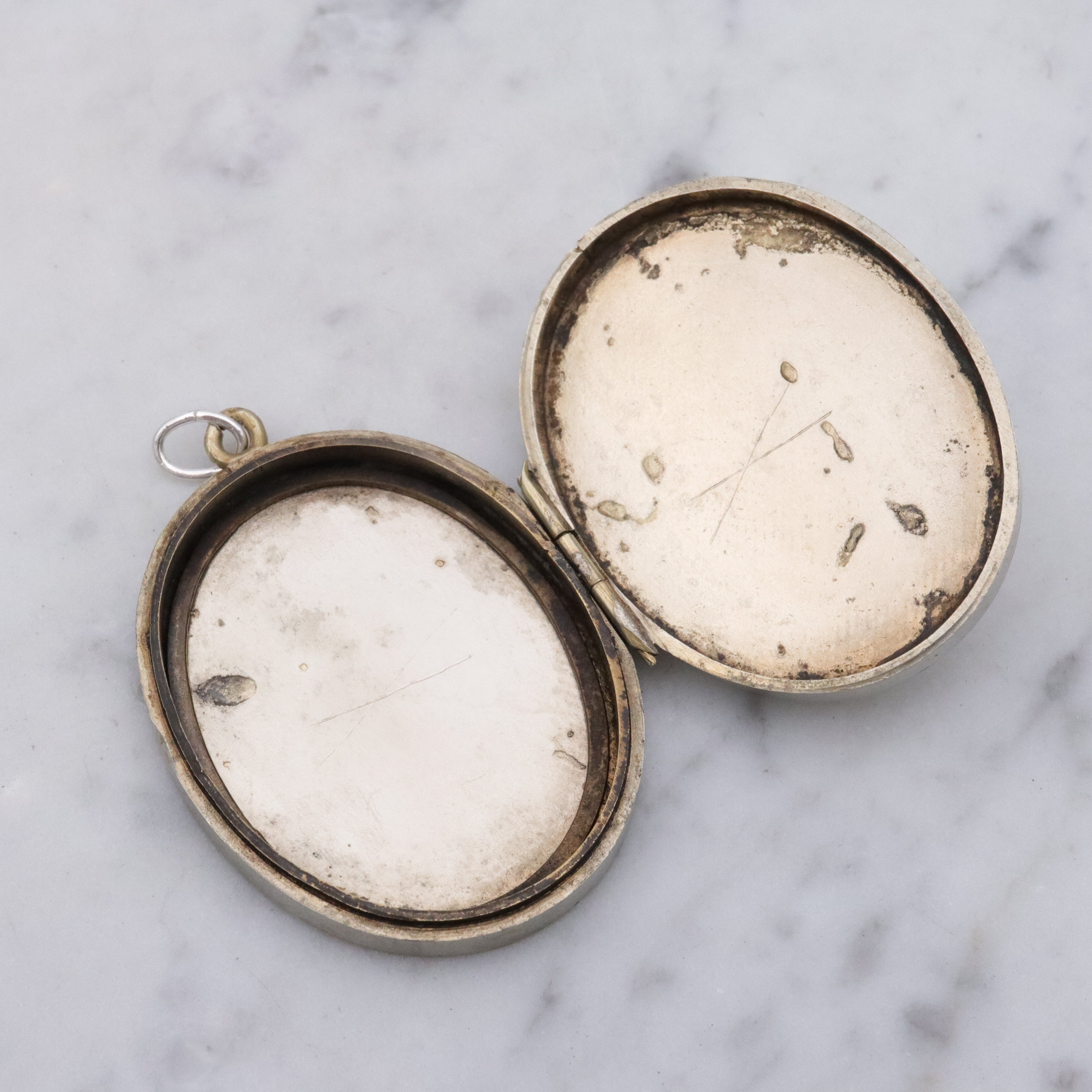 Victorian silver plated Aesthetic engraved swallow locket