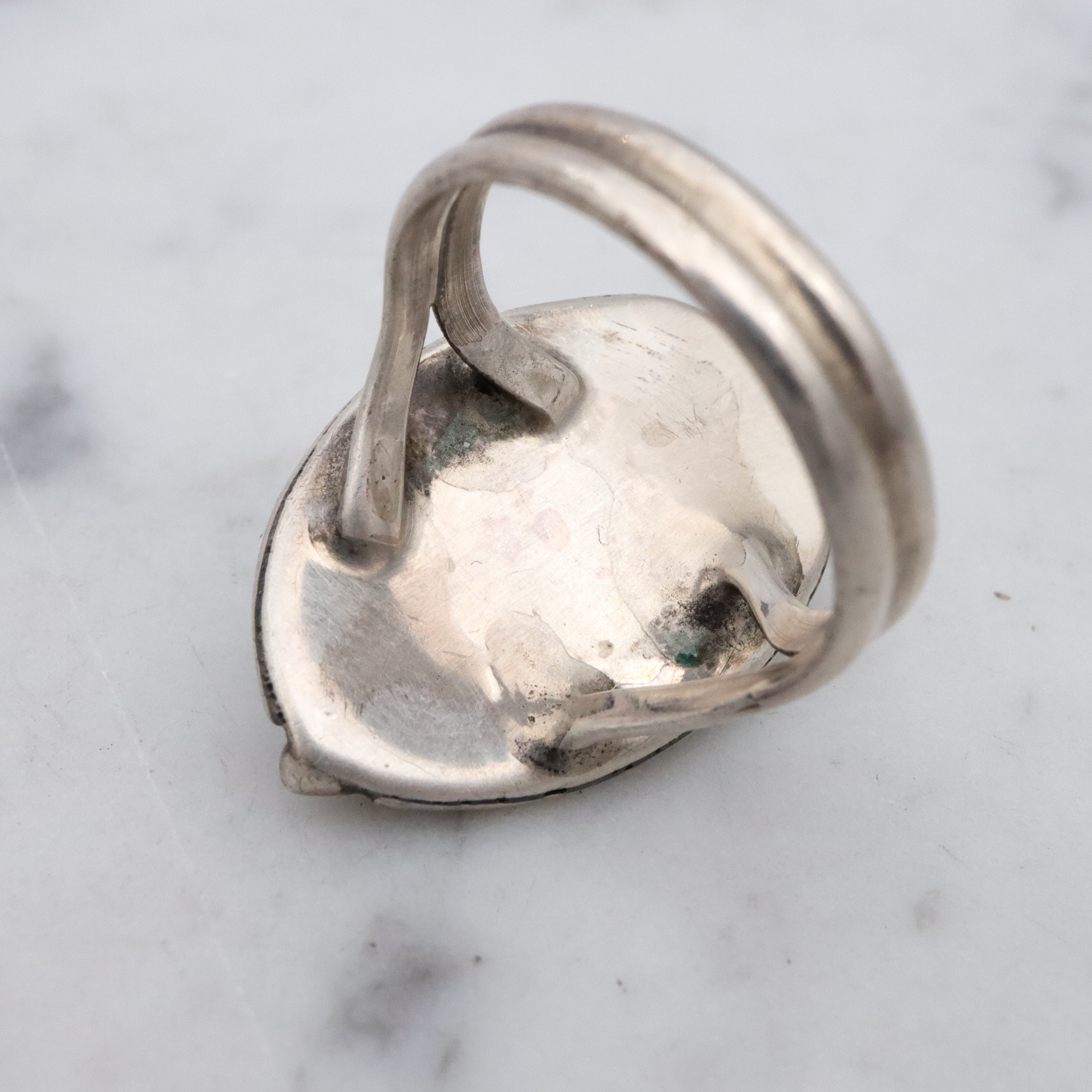Vintage handmade Navajo sterling turquoise ring, size 6.5