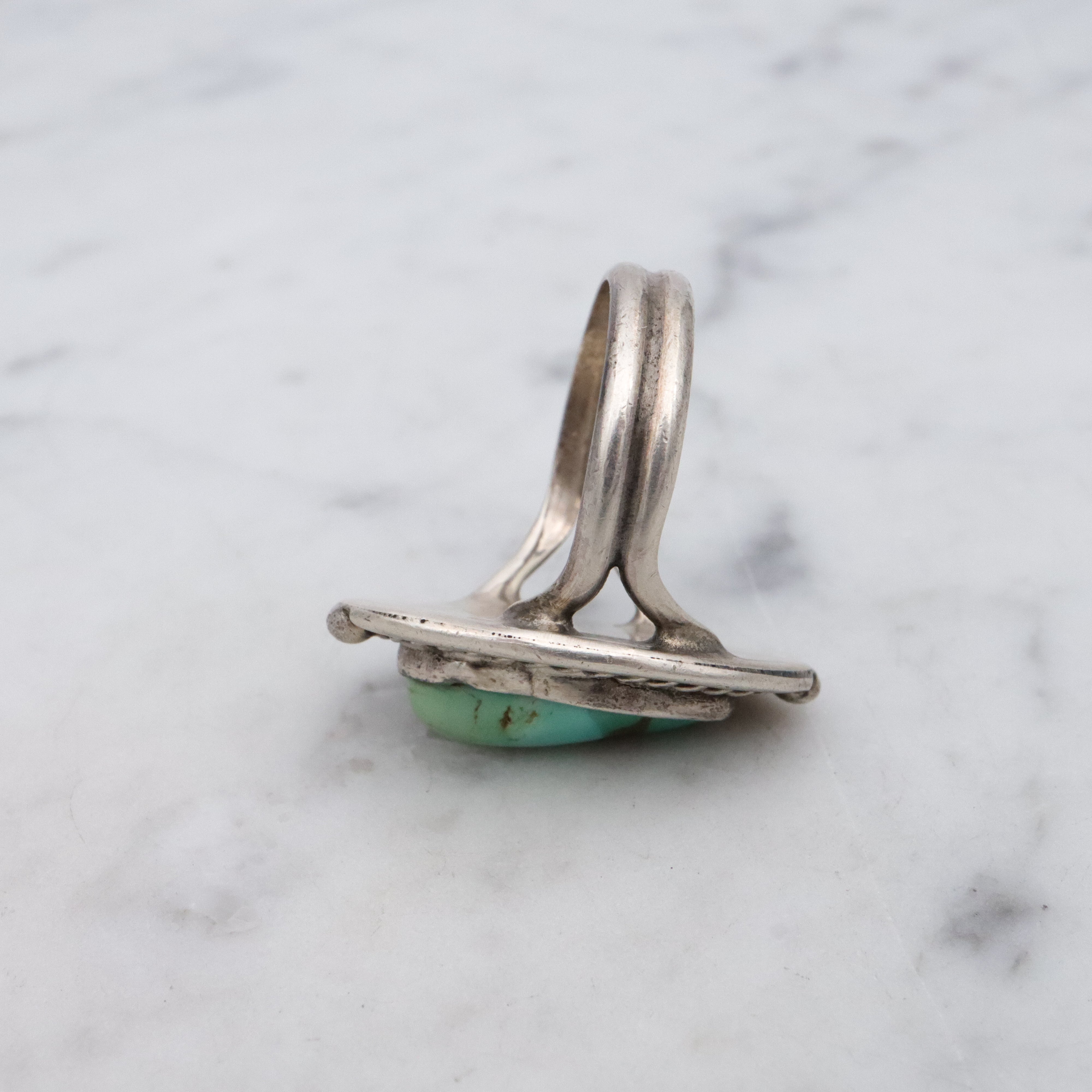 Vintage handmade Navajo sterling turquoise ring, size 6.5