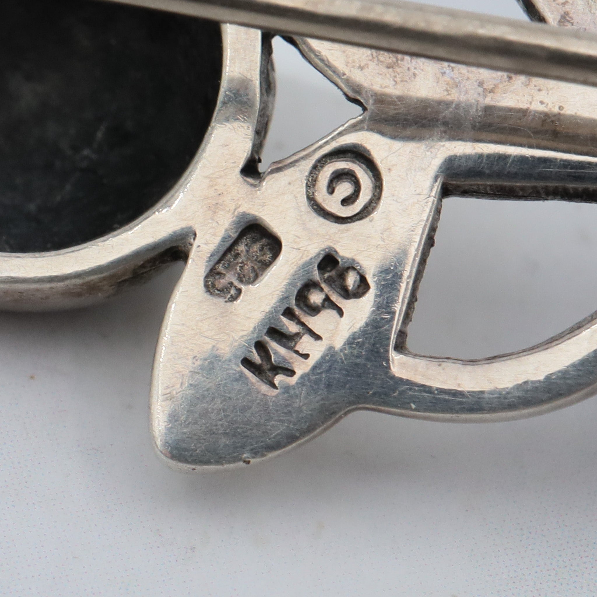 Vintage sterling Celtic rose bar brooch