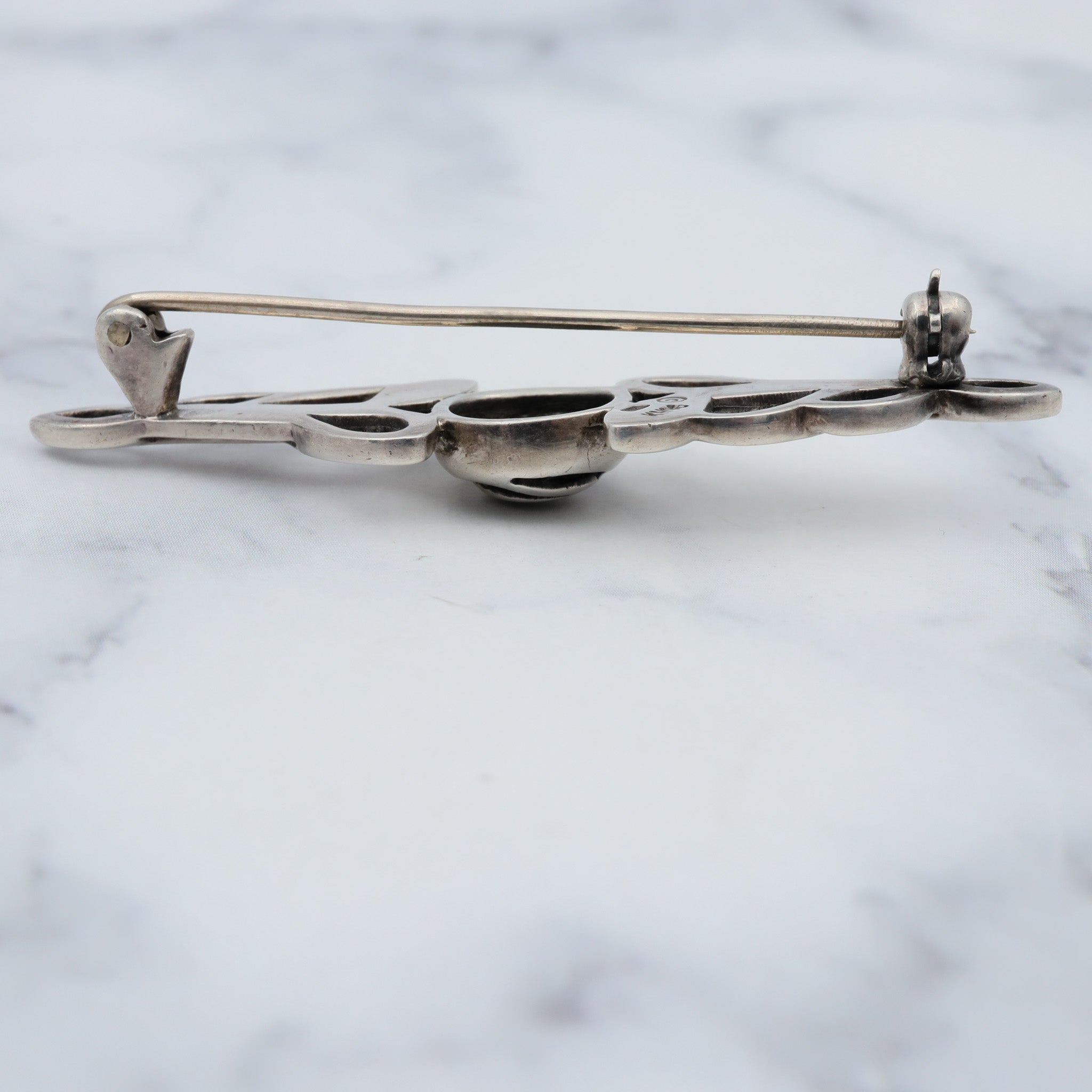 Vintage sterling Celtic rose bar brooch