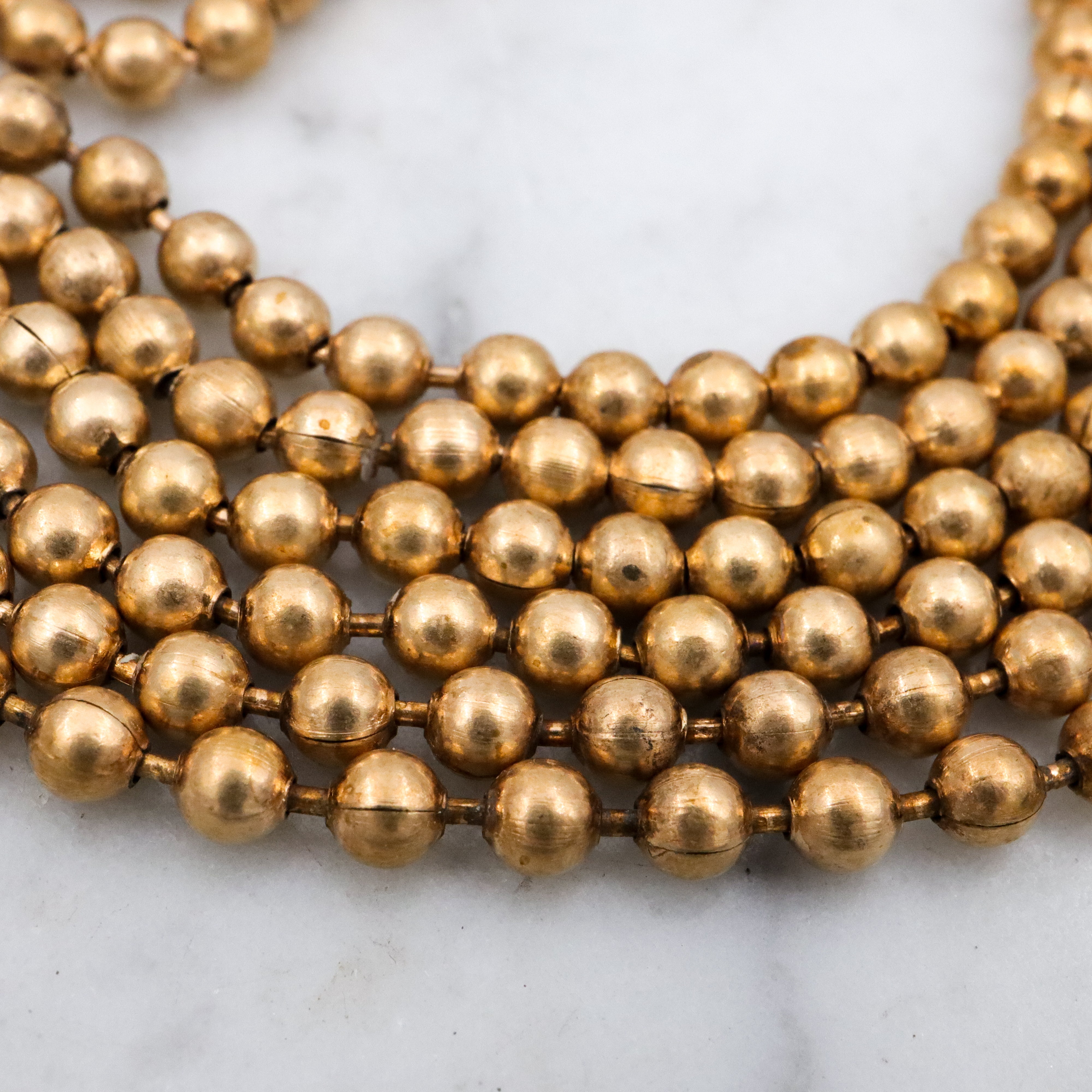 Vintage brass ball chain multi strand bracelet