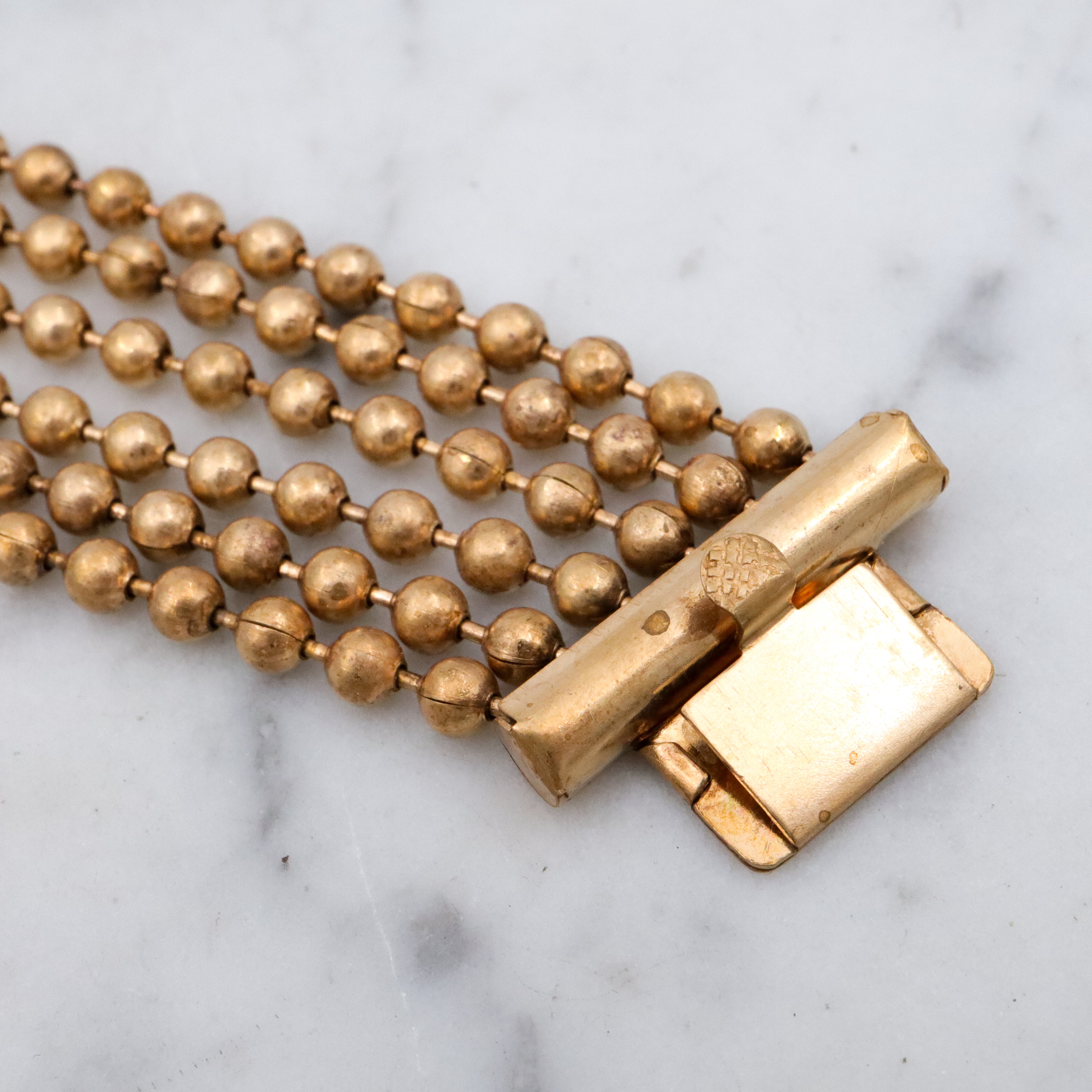 Vintage brass ball chain multi strand bracelet