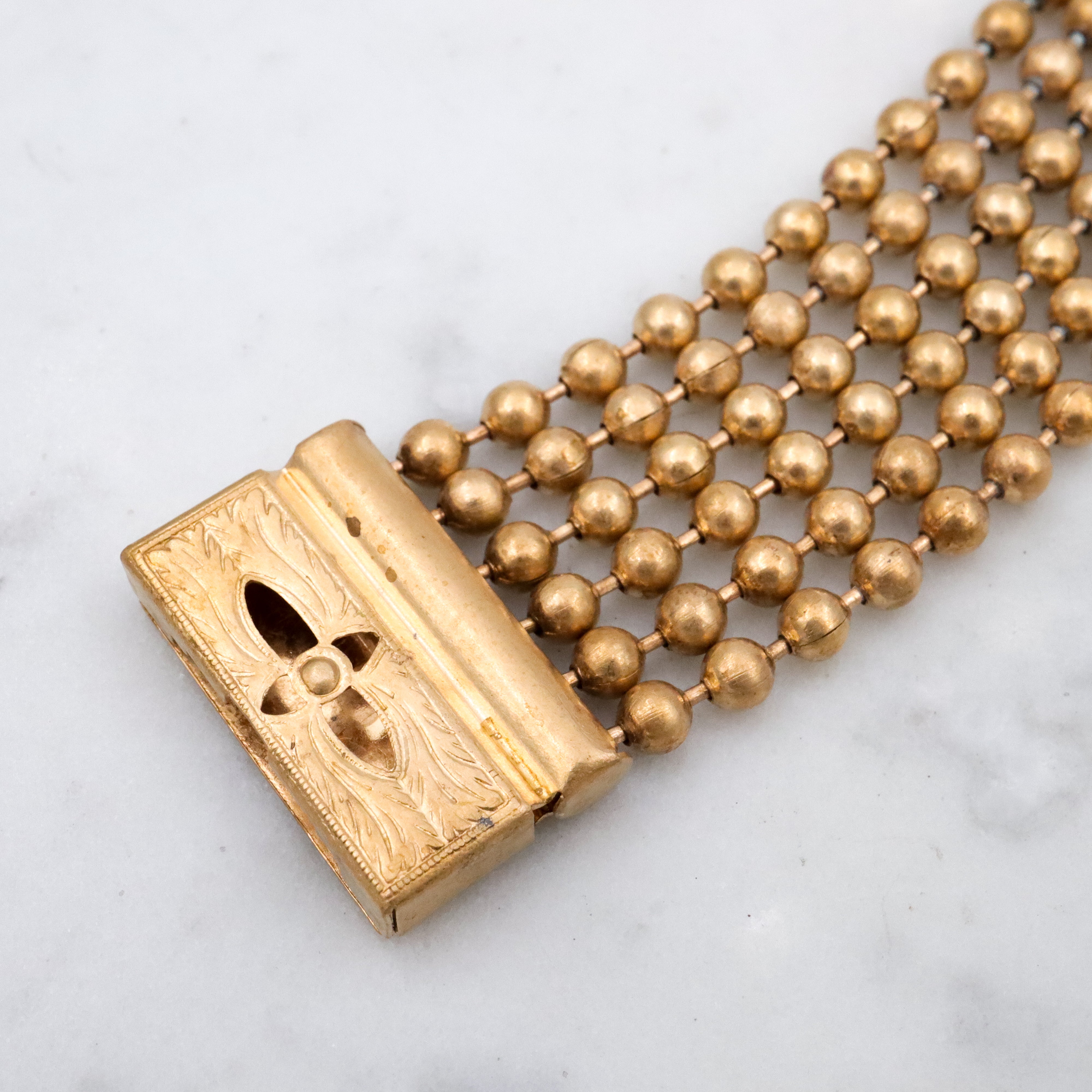 Vintage brass ball chain multi strand bracelet