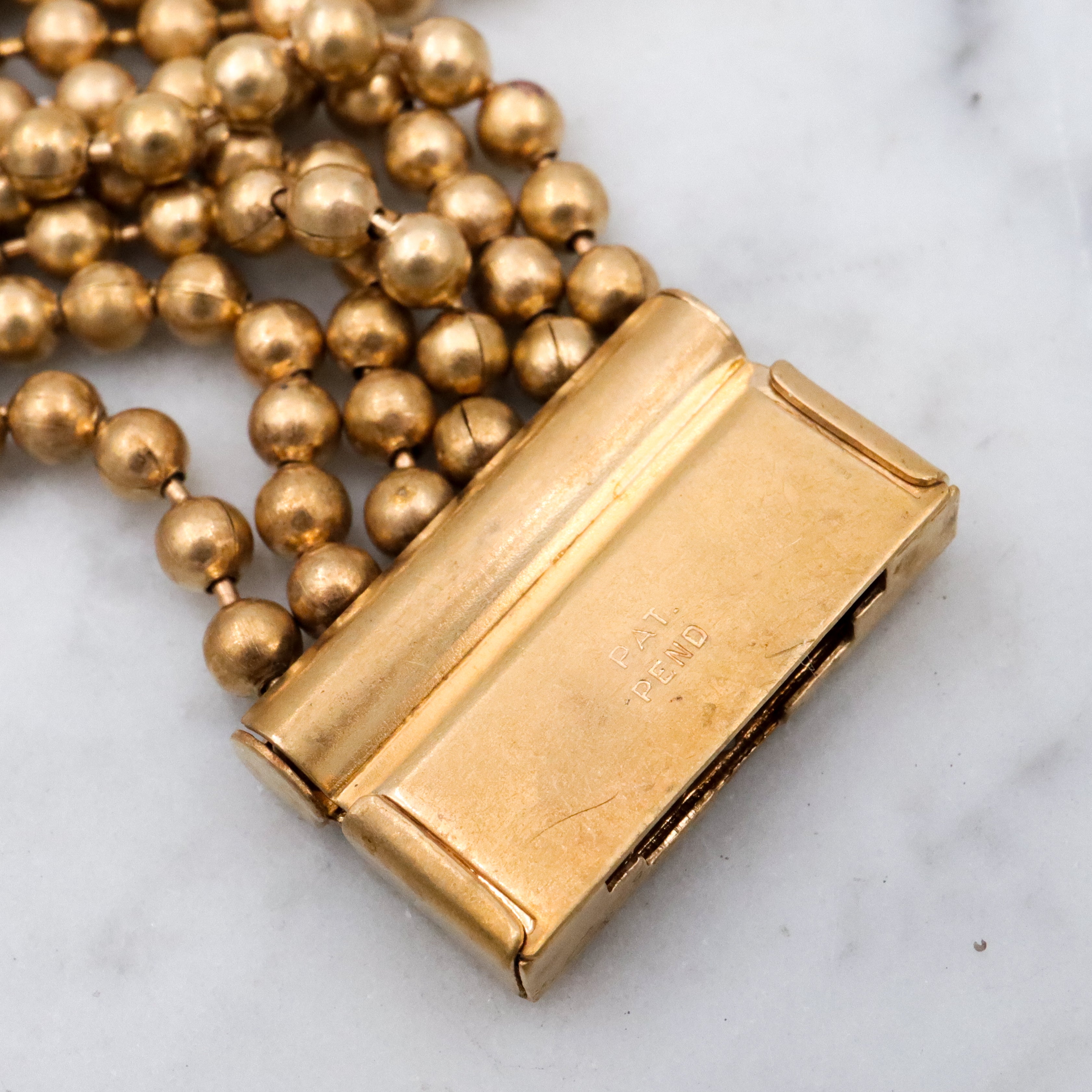 Vintage brass ball chain multi strand bracelet