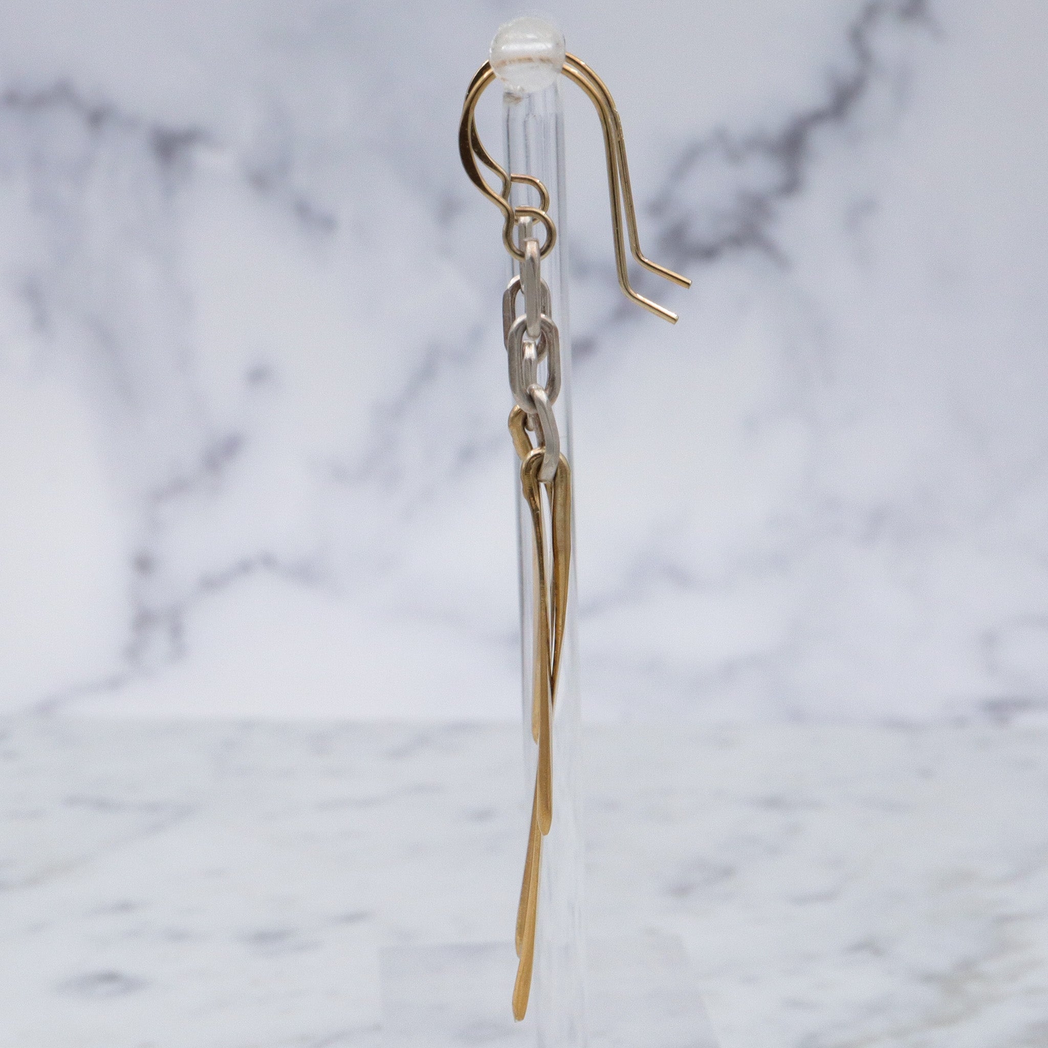 Retro gold plated sterling silver feather drop earrings